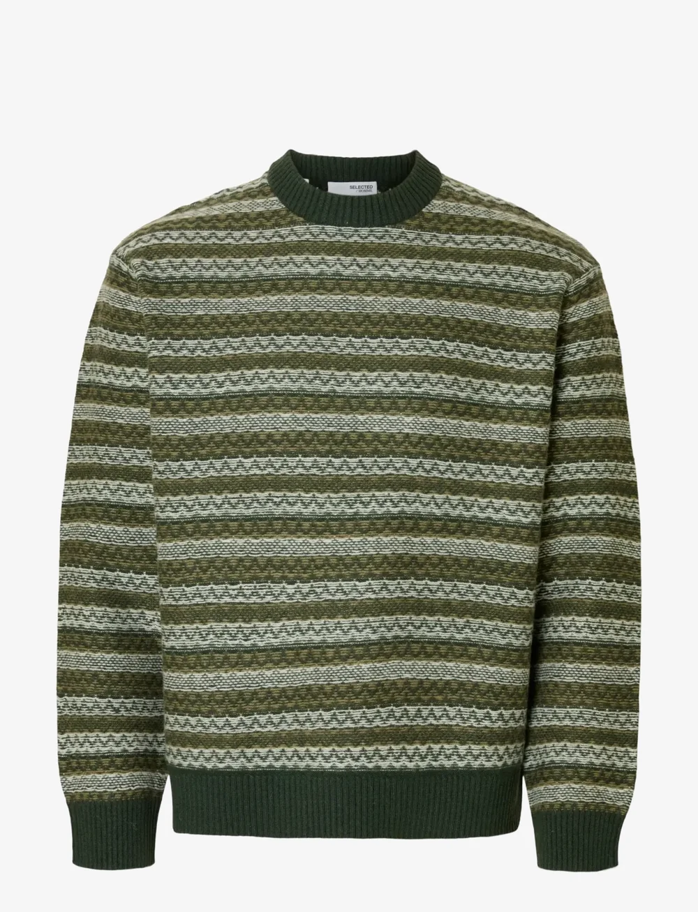 Selected - SLHREVY LS KNIT RELAXED JAC CREW NECK - megztiniai su apvalia apykakle - deep forest - 1