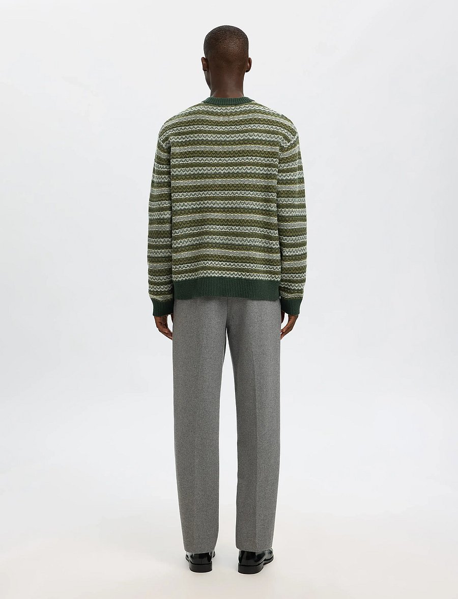 Selected - SLHREVY LS KNIT RELAXED JAC CREW NECK - adījumi ar apaļu kakla izgriezumu - deep forest - 2