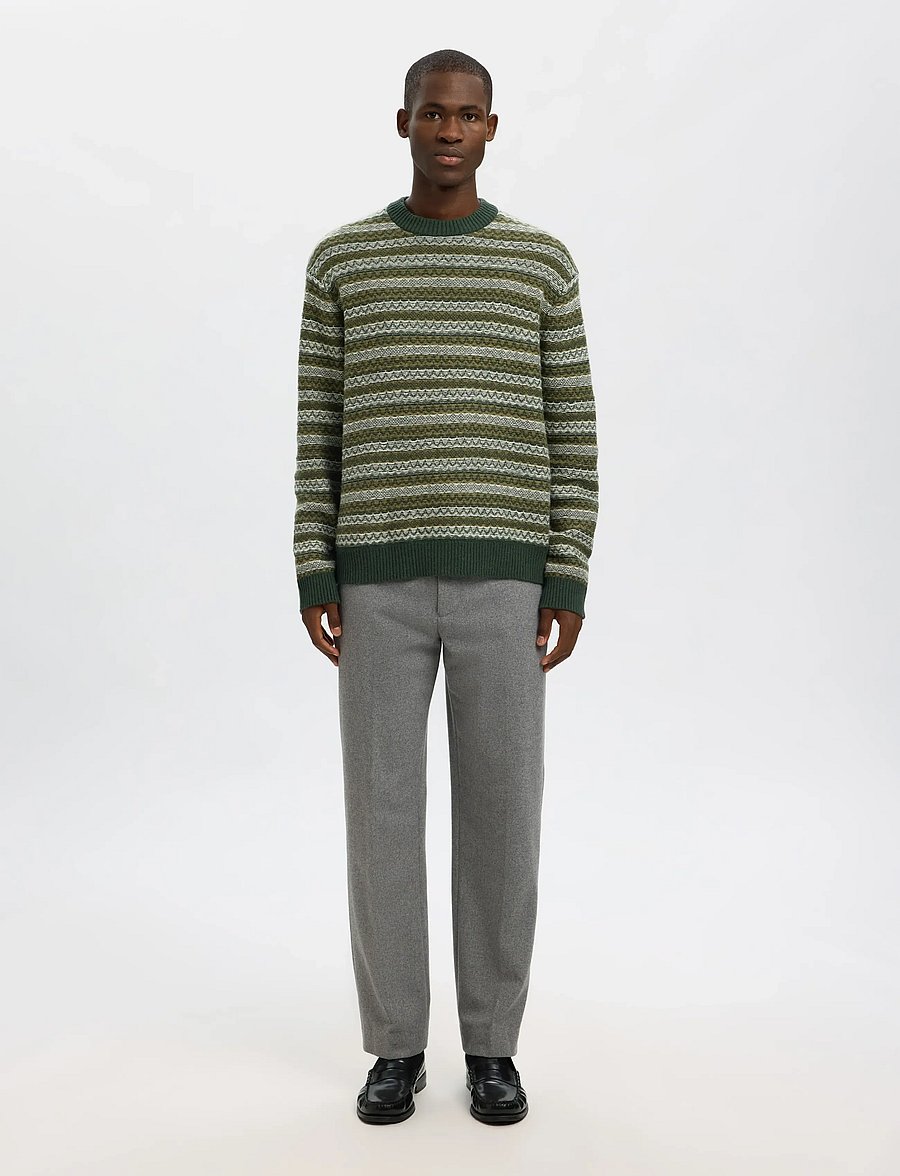 Selected - SLHREVY LS KNIT RELAXED JAC CREW NECK - adījumi ar apaļu kakla izgriezumu - deep forest - 3