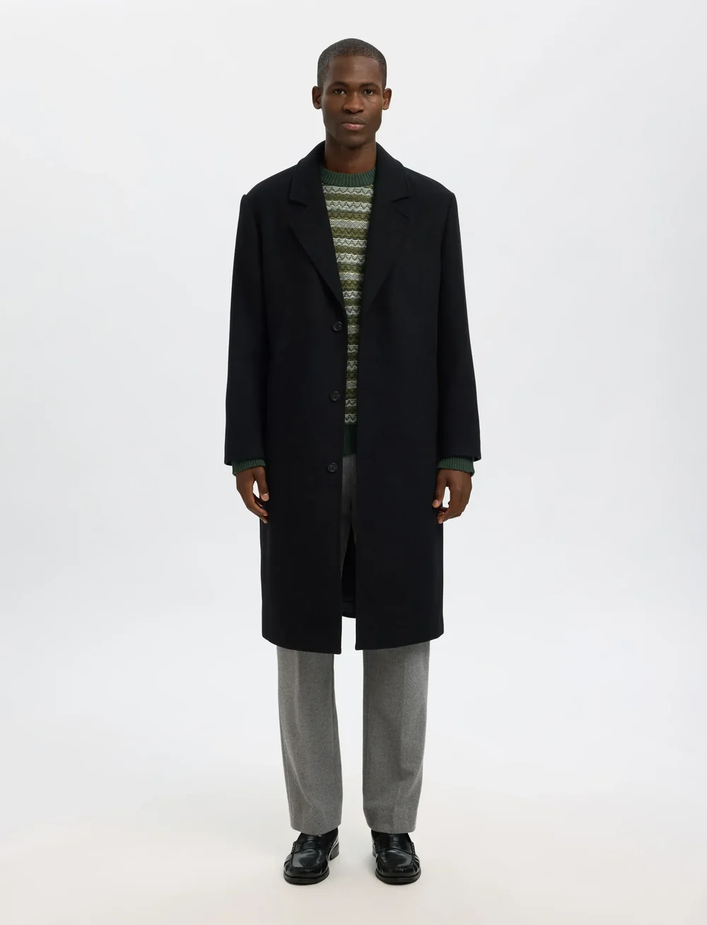 Selected - SLHREVY LS KNIT RELAXED JAC CREW NECK - megztiniai su apvalia apykakle - deep forest - 4