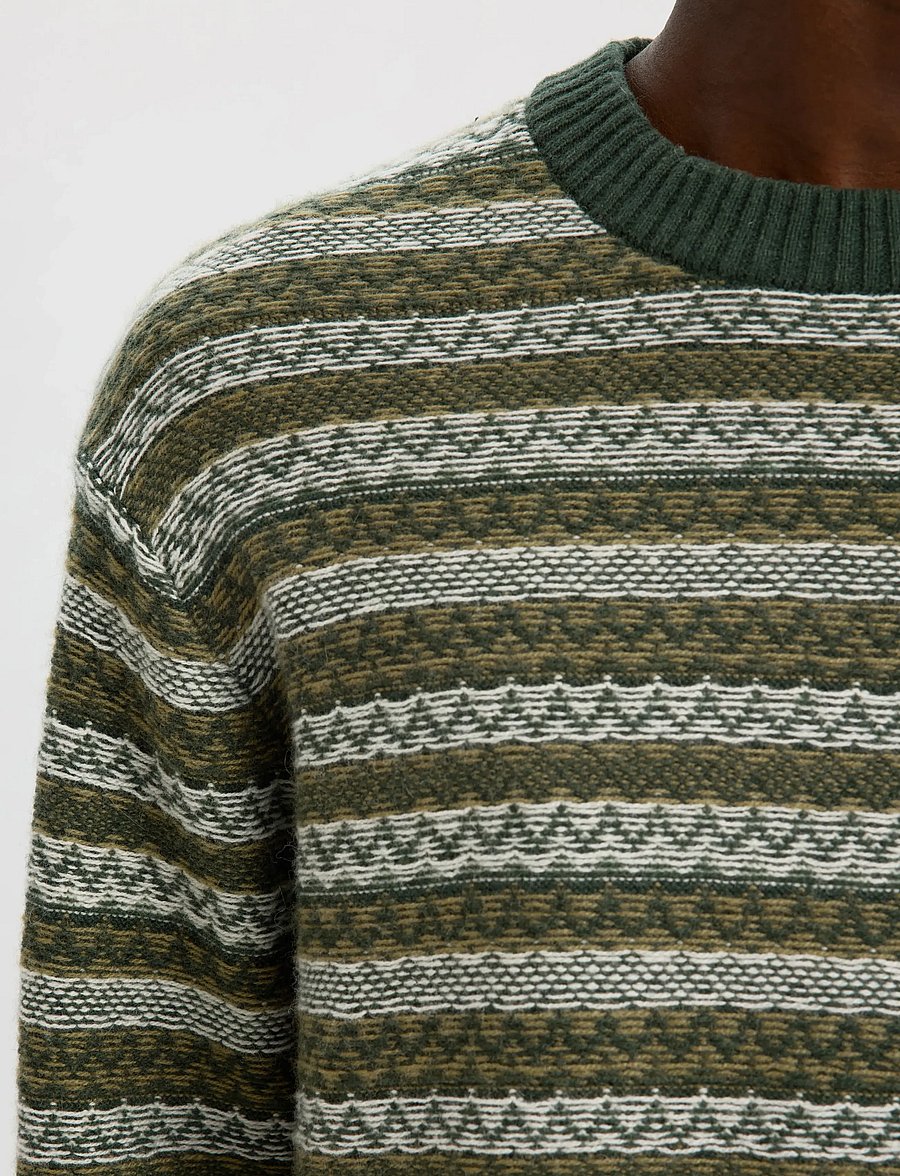 Selected - SLHREVY LS KNIT RELAXED JAC CREW NECK - adījumi ar apaļu kakla izgriezumu - deep forest - 5