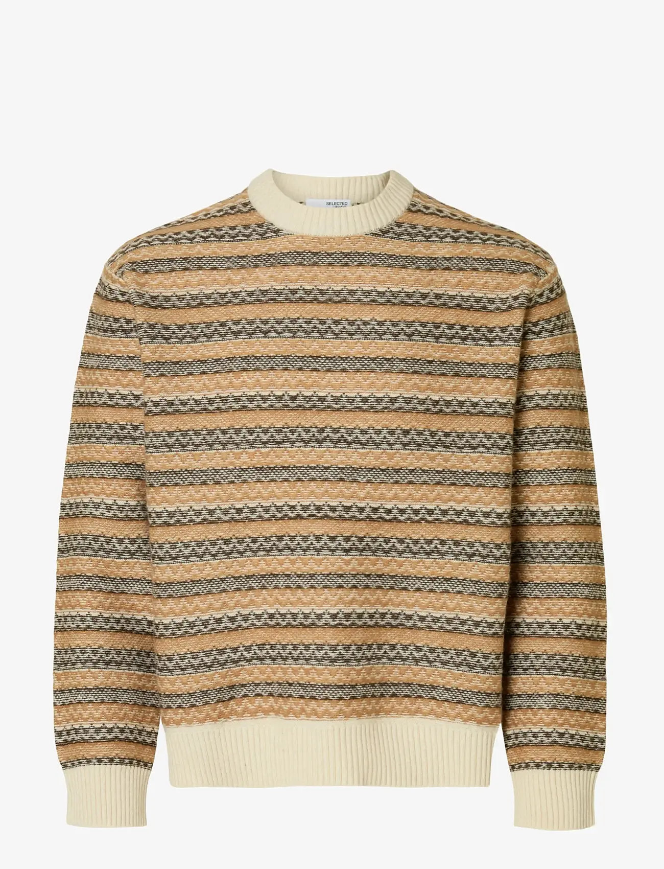 Selected - SLHREVY LS KNIT RELAXED JAC CREW NECK - rundhals - egret - 1