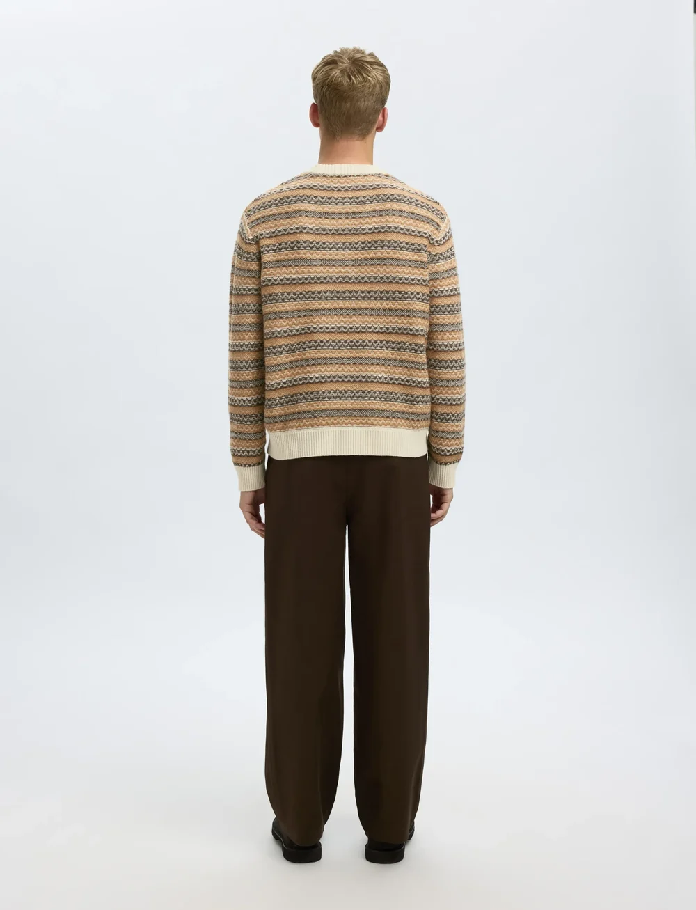Selected - SLHREVY LS KNIT RELAXED JAC CREW NECK - Ümmarguse kaelusega kudumid - egret - 2