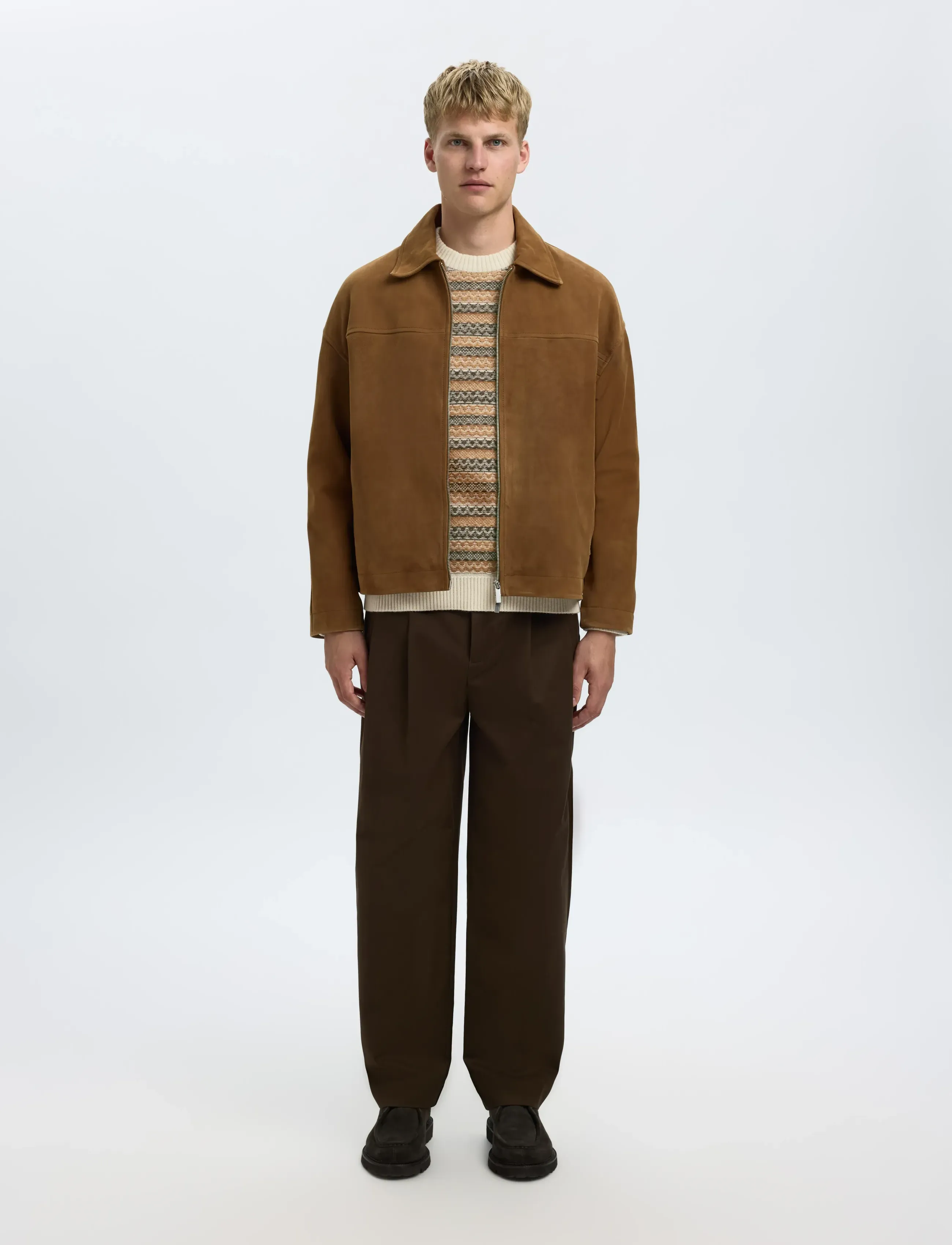 Selected - SLHREVY LS KNIT RELAXED JAC CREW NECK - pulls col rond - egret - 5