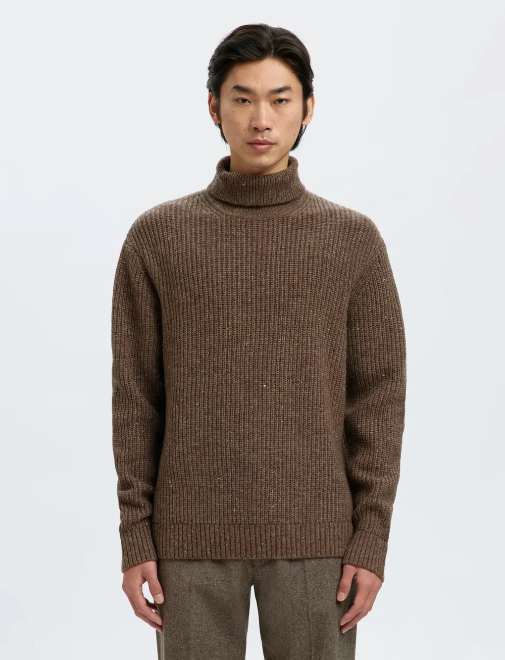 Selected - SLHLAND LS KNIT RELAXED ROLL NECK - rullekraver - coffee bean - 0