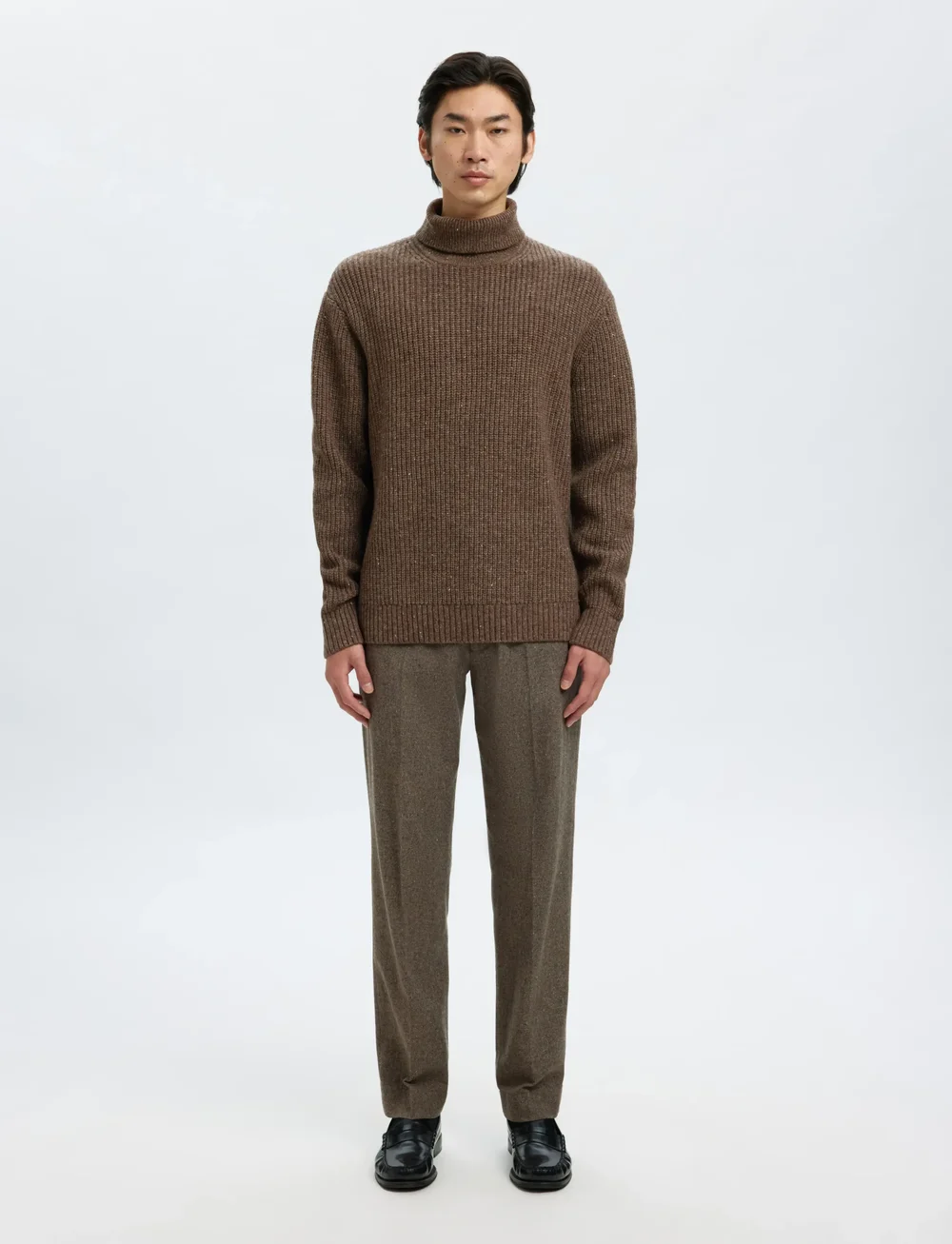 Selected - SLHLAND LS KNIT RELAXED ROLL NECK - rullekraver - coffee bean - 3
