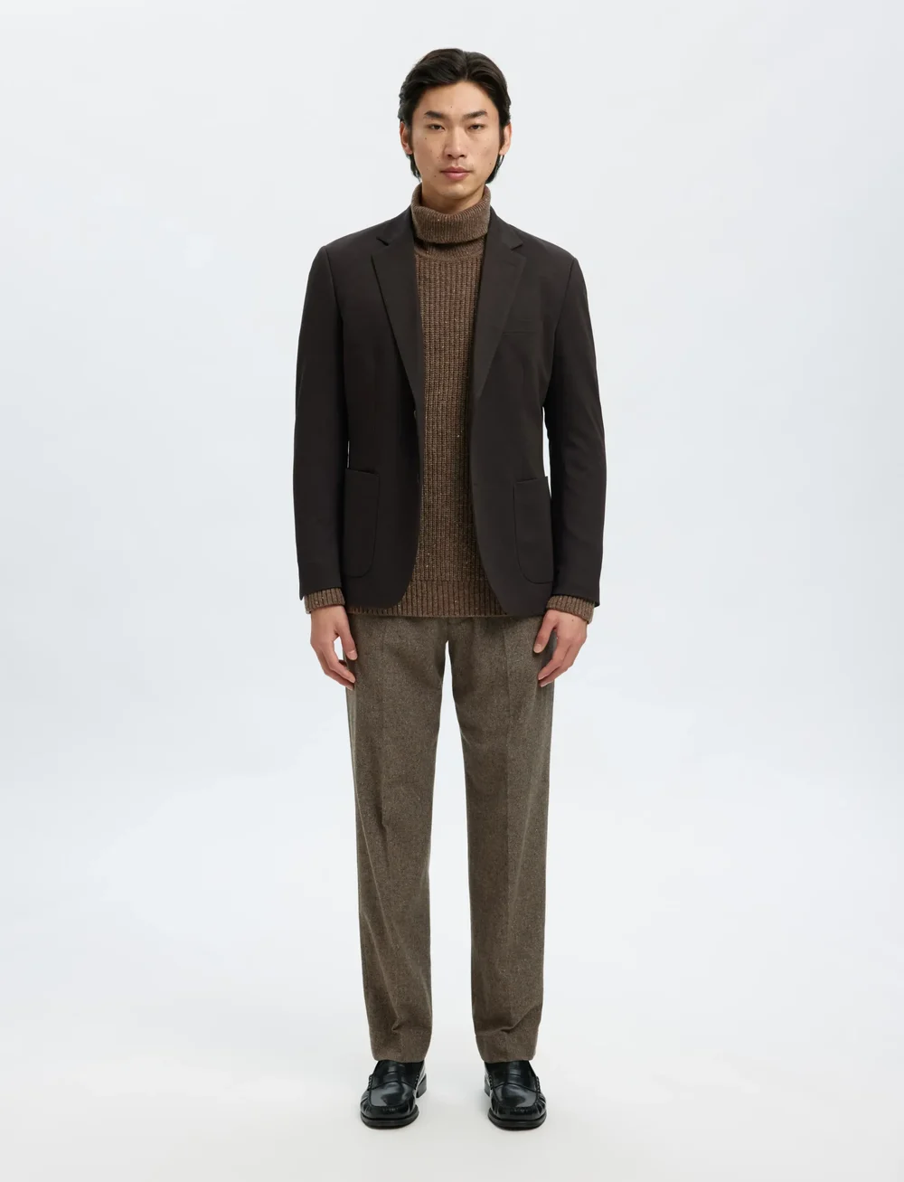 Selected - SLHLAND LS KNIT RELAXED ROLL NECK - rullekraver - coffee bean - 5