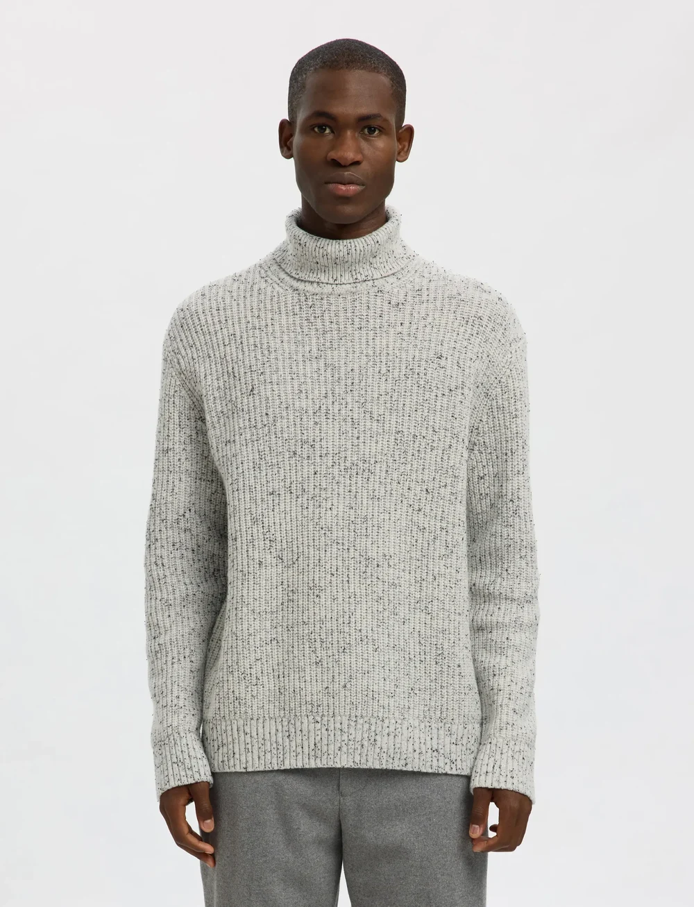 Selected - SLHLAND LS KNIT RELAXED ROLL NECK - polokrage - moonstruck - 0