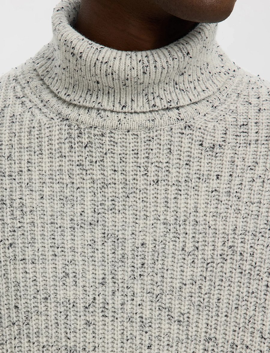 Selected - SLHLAND LS KNIT RELAXED ROLL NECK - rollkragenpullover - moonstruck - 4