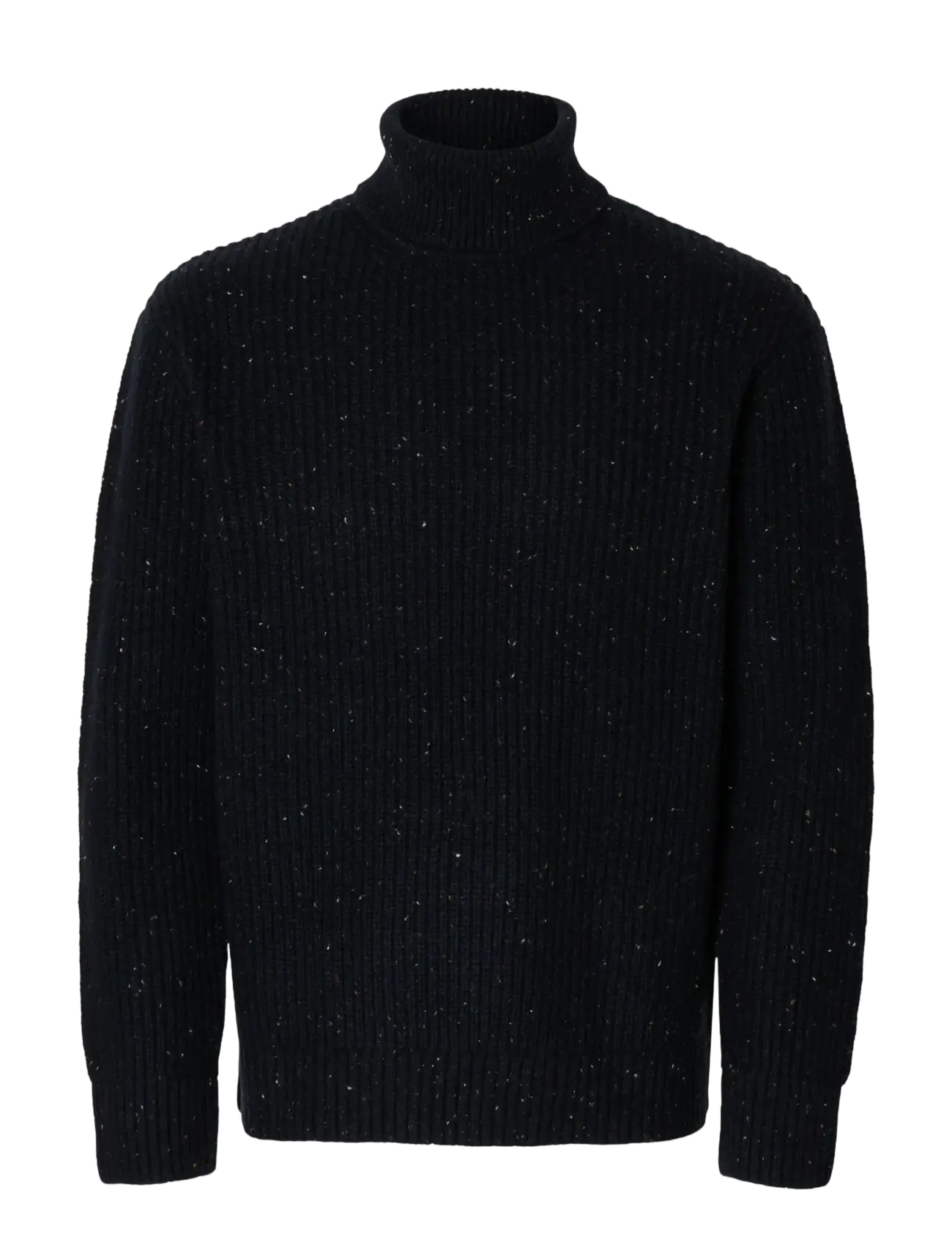 Selected SLHLAND LS KNIT RELAXED ROLL NECK - Col roulé - SKY CAPTAIN / black