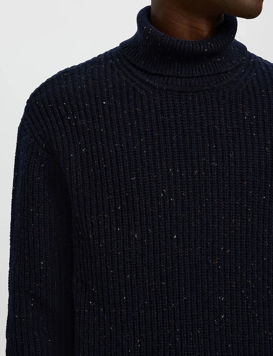 Selected - SLHLAND LS KNIT RELAXED ROLL NECK - turtlenecks - sky captain - 3