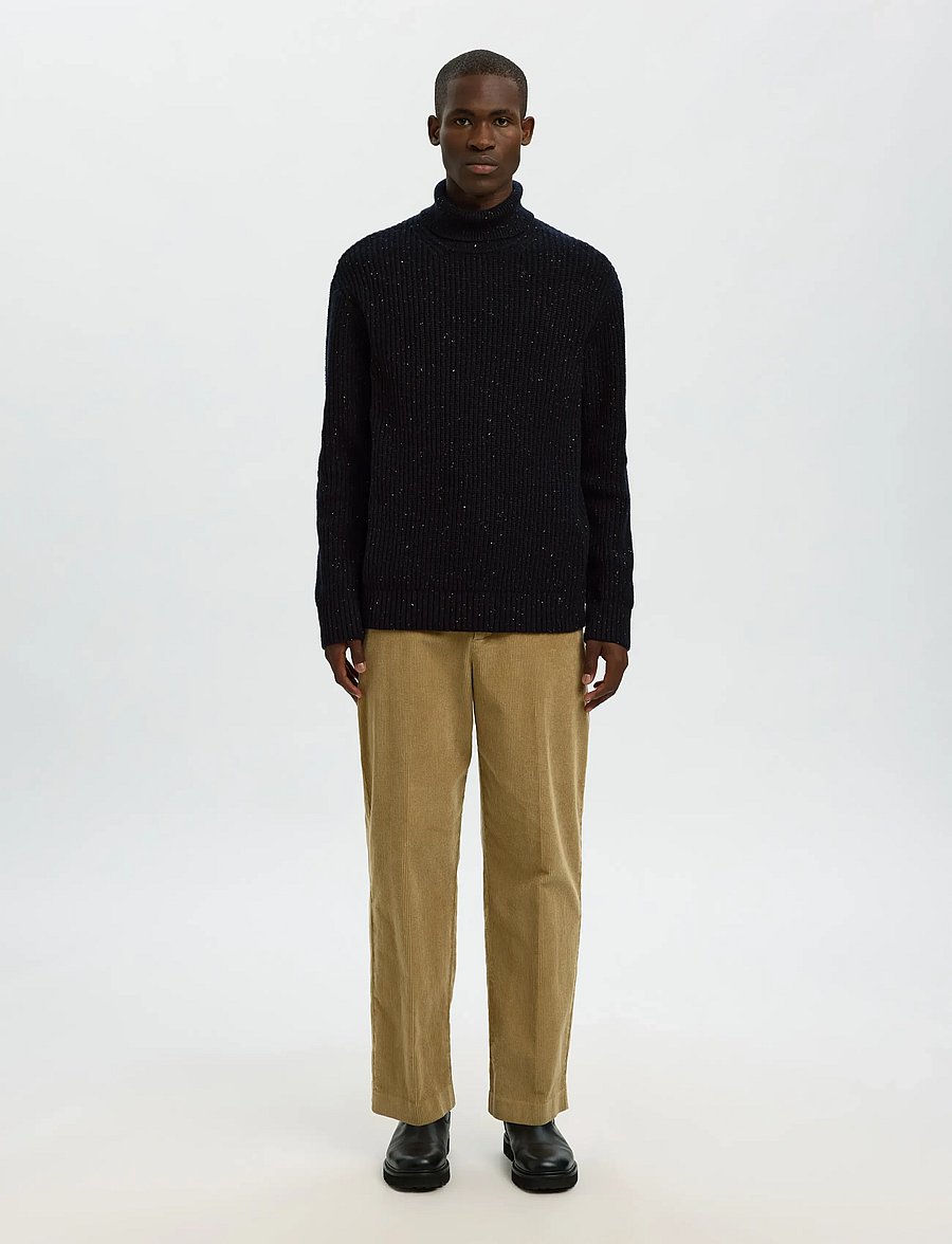 Selected - SLHLAND LS KNIT RELAXED ROLL NECK - turtlenecks - sky captain - 4