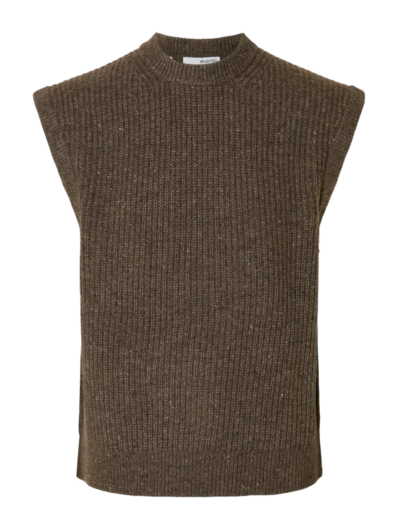 Selected SLHLAND SL KNIT RELAXED VEST - Strikkevester - COFFEE BEAN / brown