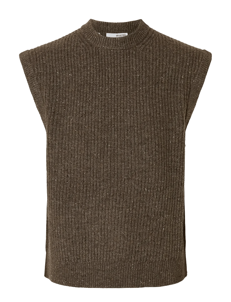 Selected - SLHLAND SL KNIT RELAXED VEST - strickwesten - coffee bean - 1