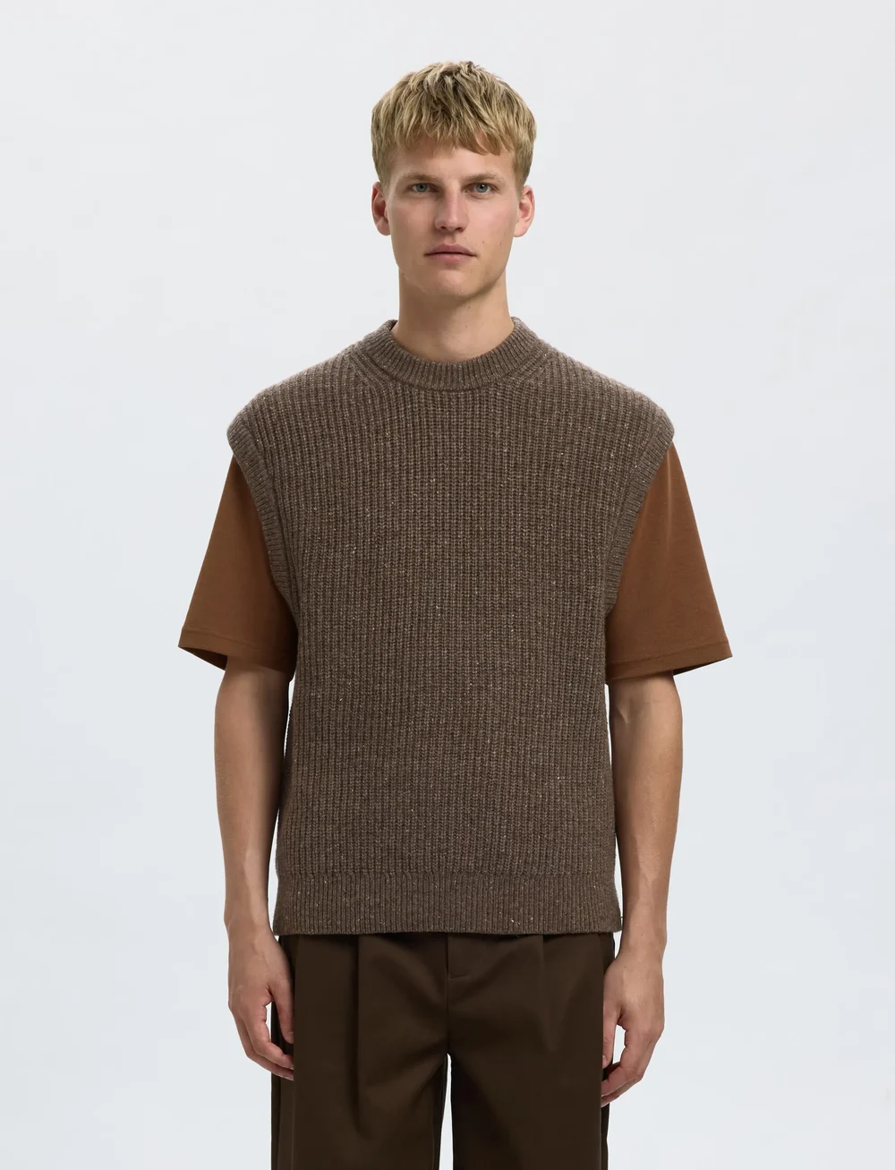 Selected - SLHLAND SL KNIT RELAXED VEST - gestrickte westen - coffee bean - 0