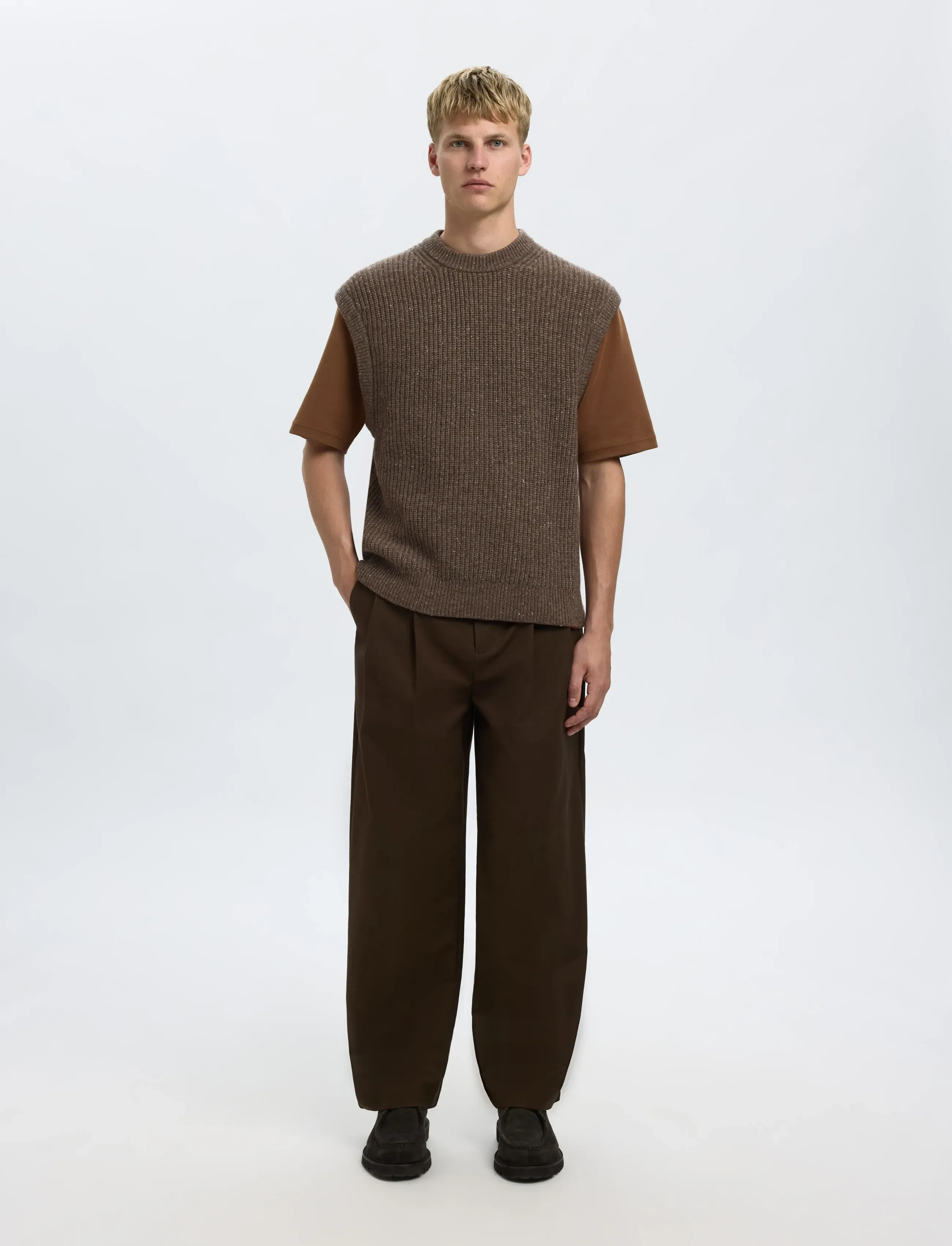 Selected - SLHLAND SL KNIT RELAXED VEST - vestes tricot - coffee bean - 5