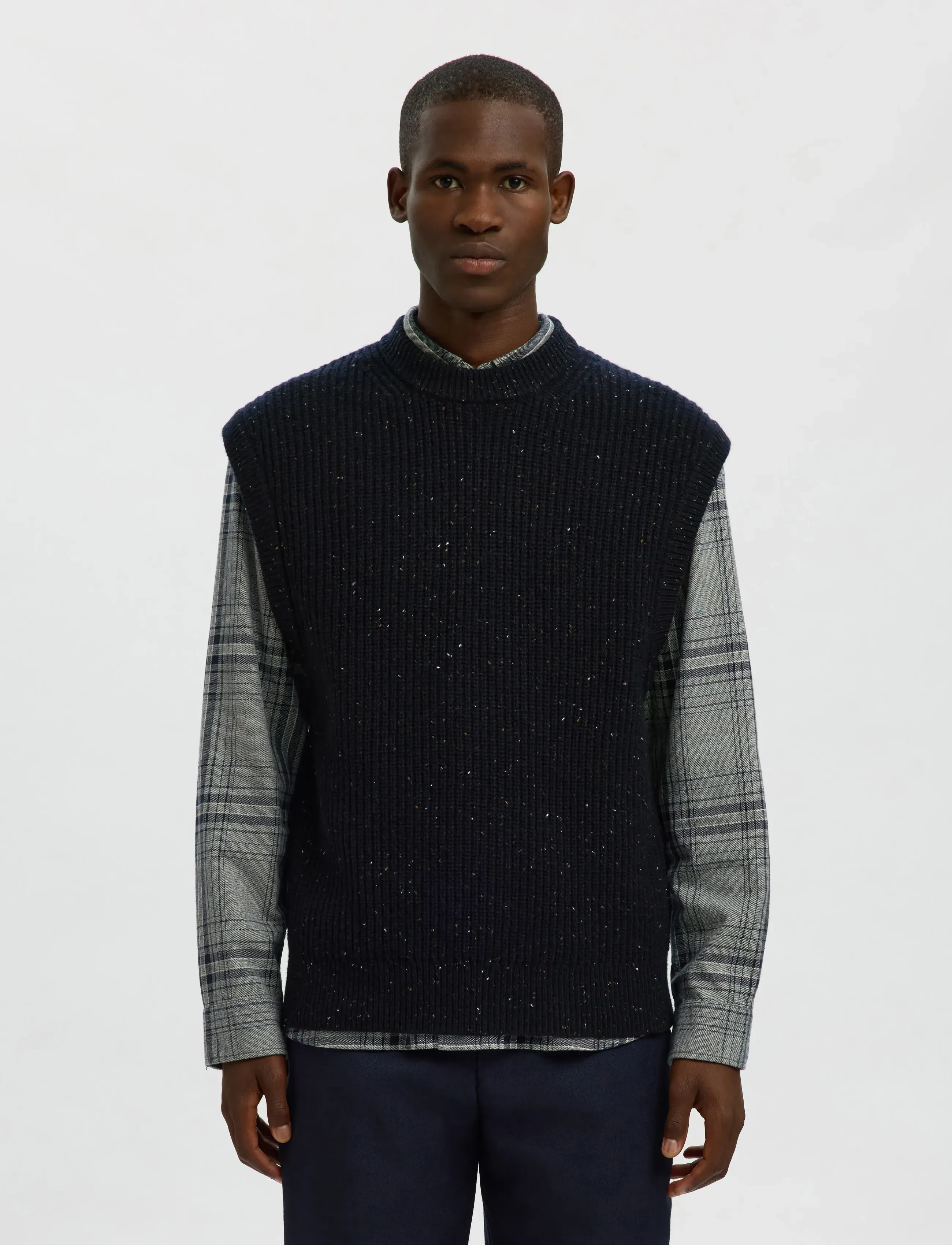 Selected SLHLAND SL KNIT RELAXED VEST - Säsongens färger - SKY CAPTAIN / navy