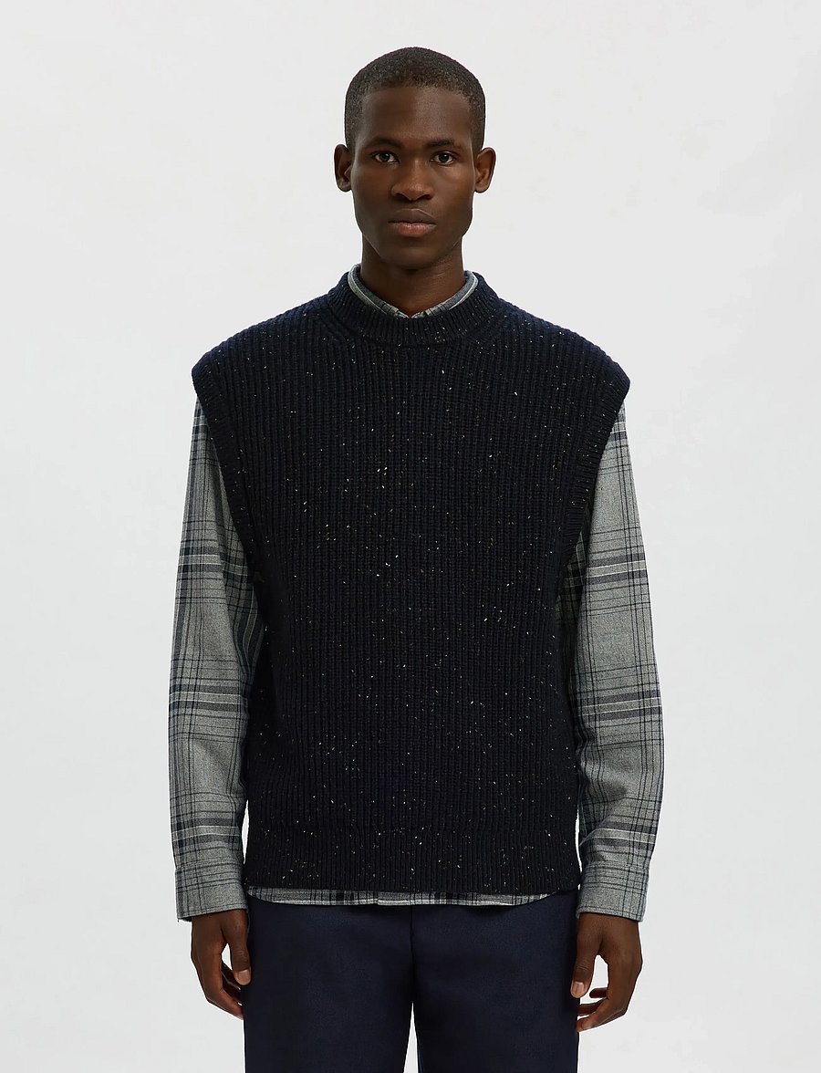 Selected - SLHLAND SL KNIT RELAXED VEST - knitted vests - sky captain - 0
