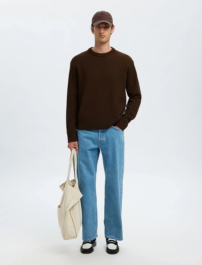 Selected - SLHARNE LS KNIT RELAXED WOOL CREW NECK - rund hals - demitasse - 4