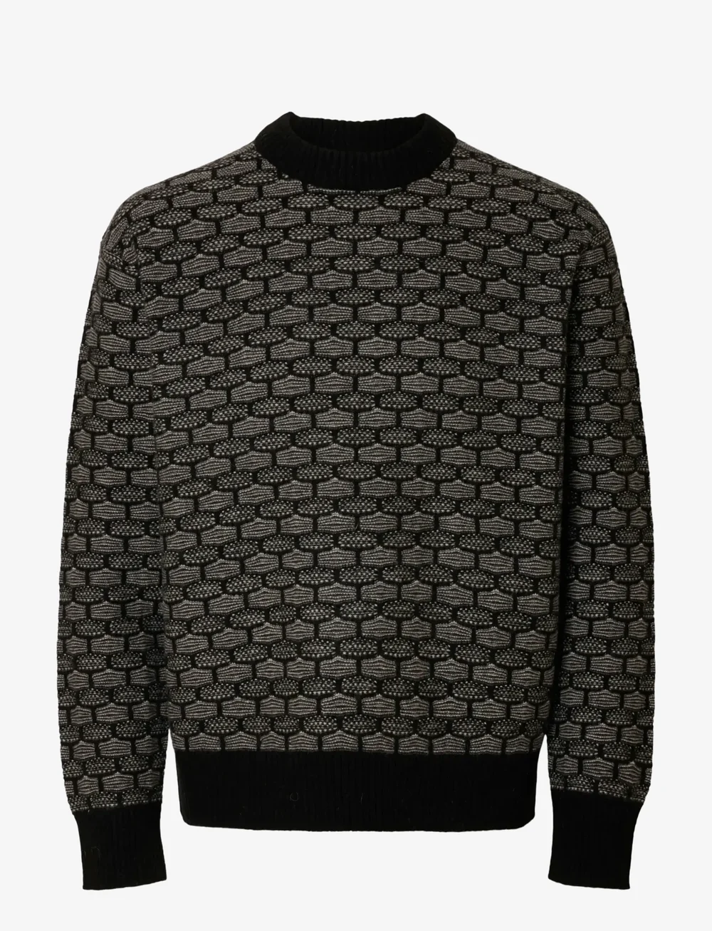 Selected - SLHKEITH LS KNIT RELAXED CREW NECK - round necks - black - 1