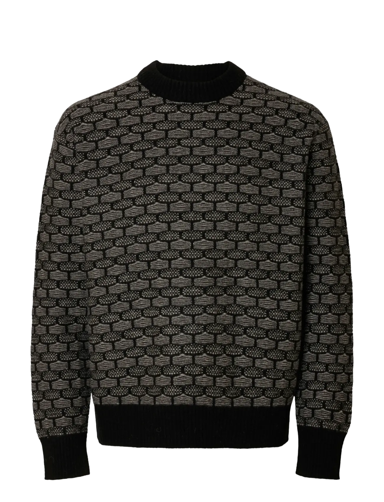 Selected - SLHKEITH LS KNIT RELAXED CREW NECK - ronde hals - black - 1