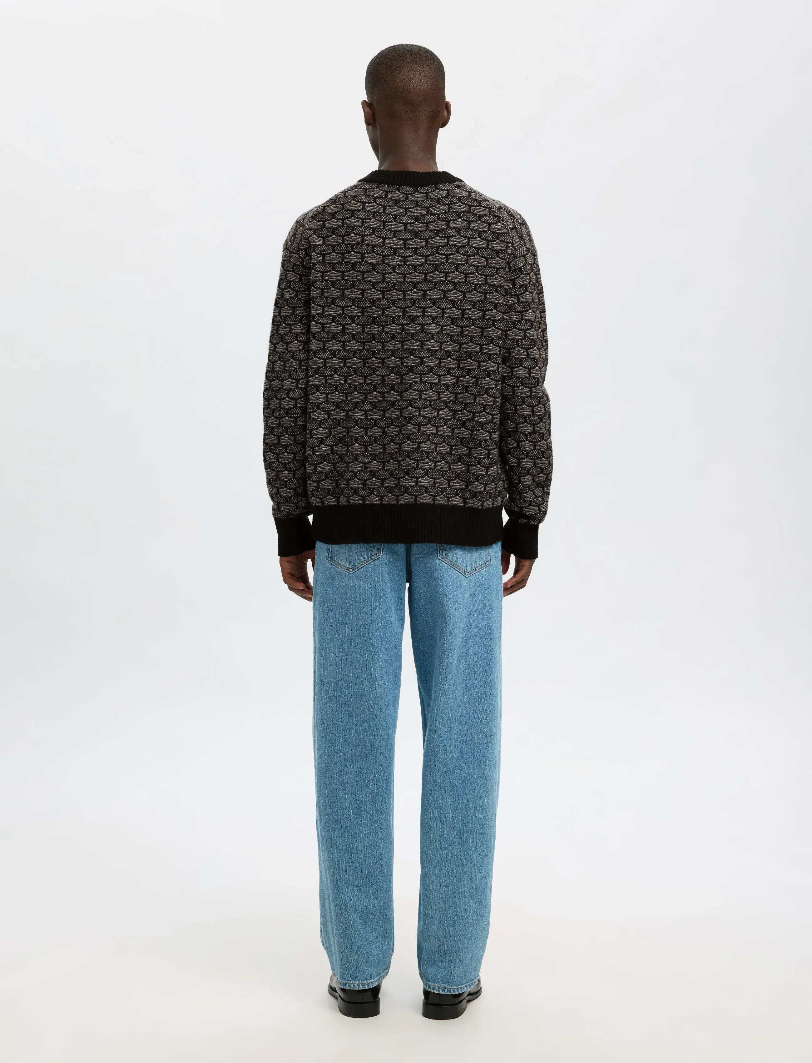 Selected - SLHKEITH LS KNIT RELAXED CREW NECK - ronde hals - black - 2