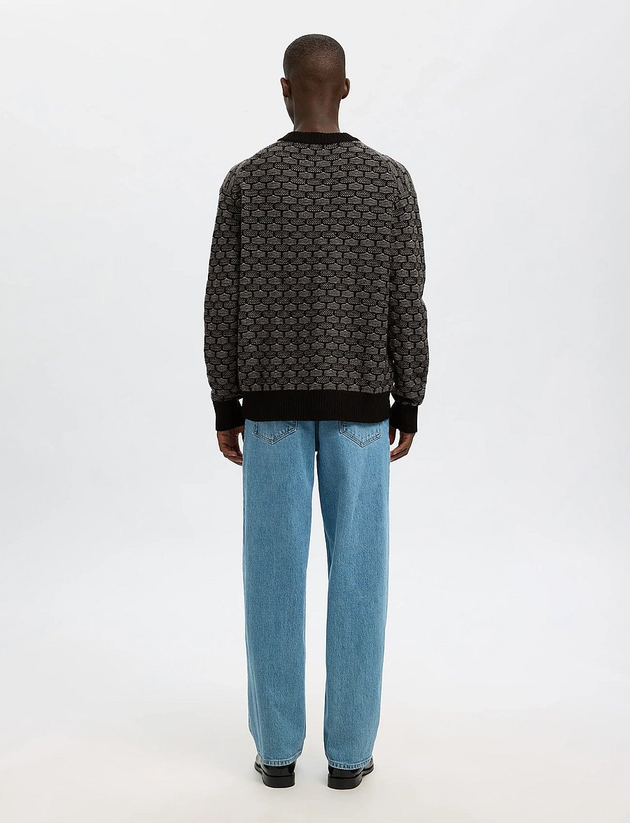 Selected - SLHKEITH LS KNIT RELAXED CREW NECK - ronde hals - black - 2