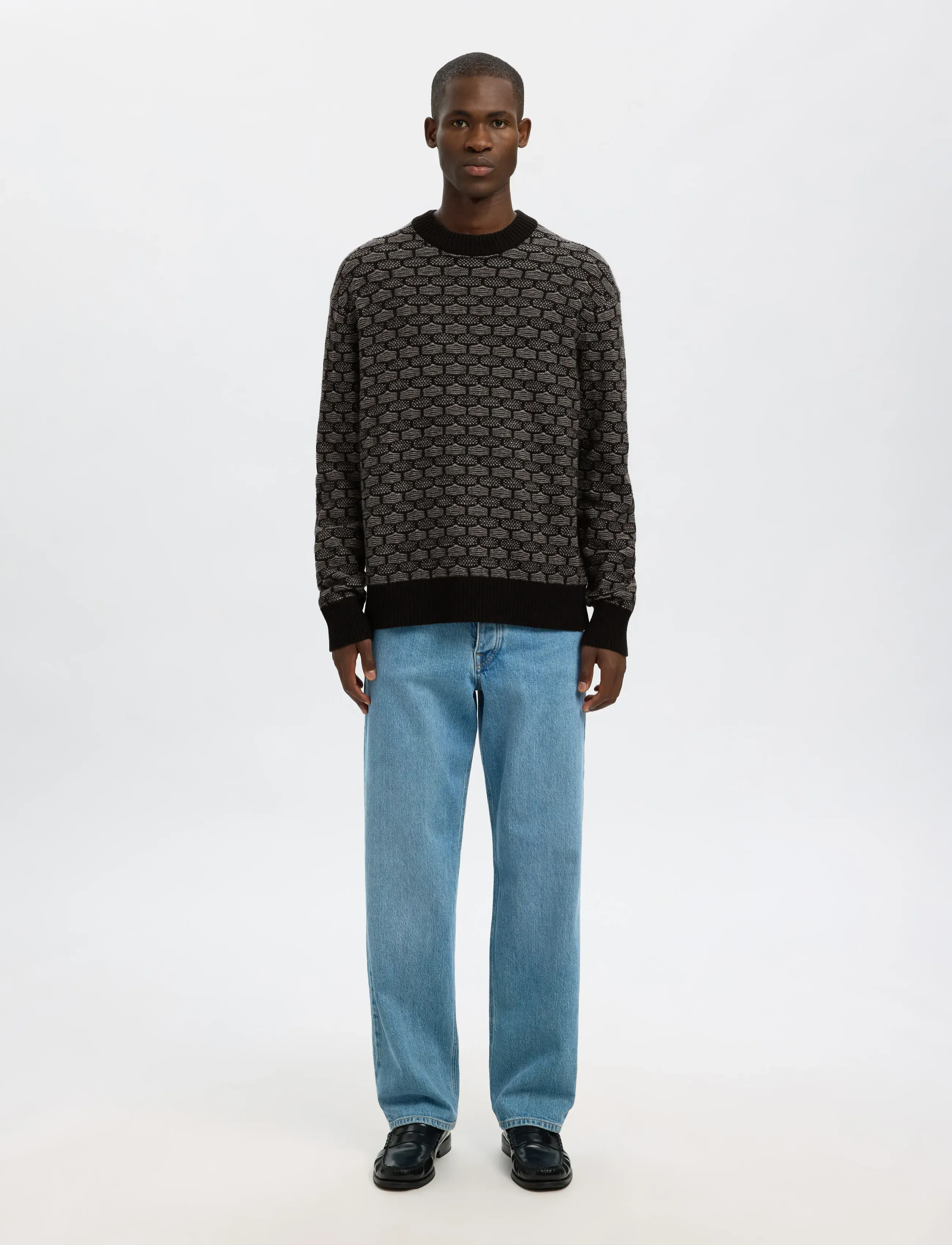 Selected - SLHKEITH LS KNIT RELAXED CREW NECK - ronde hals - black - 3