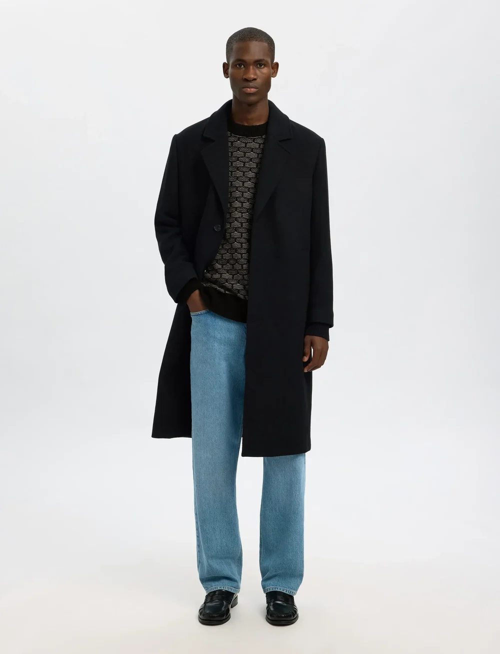 Selected - SLHKEITH LS KNIT RELAXED CREW NECK - round necks - black - 4