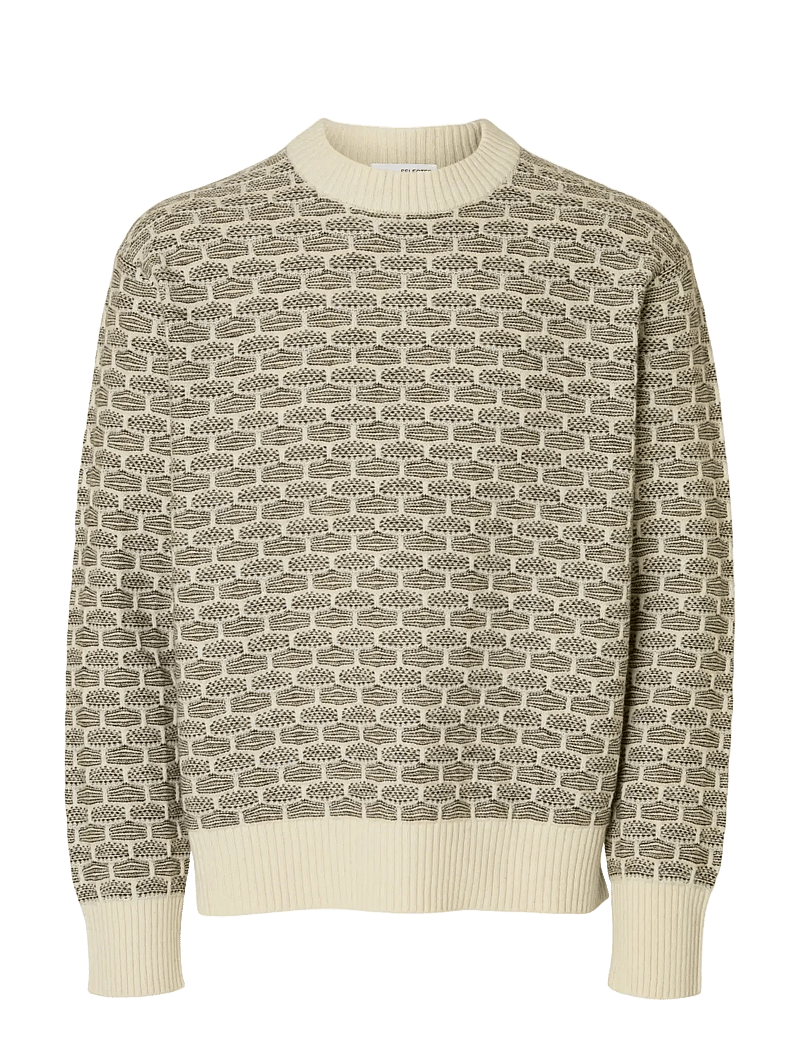 Selected - SLHKEITH LS KNIT RELAXED CREW NECK - rundhalsad - egret - 1