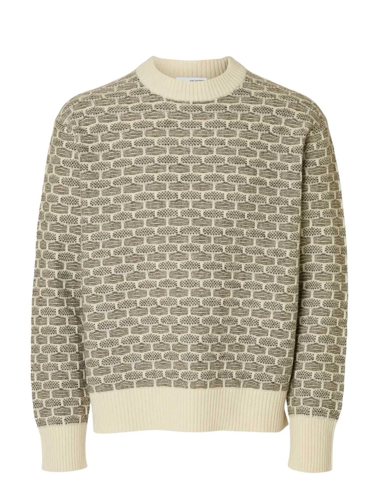 Selected SLHKEITH LS KNIT RELAXED CREW NECK - Tøj - EGRET / cream