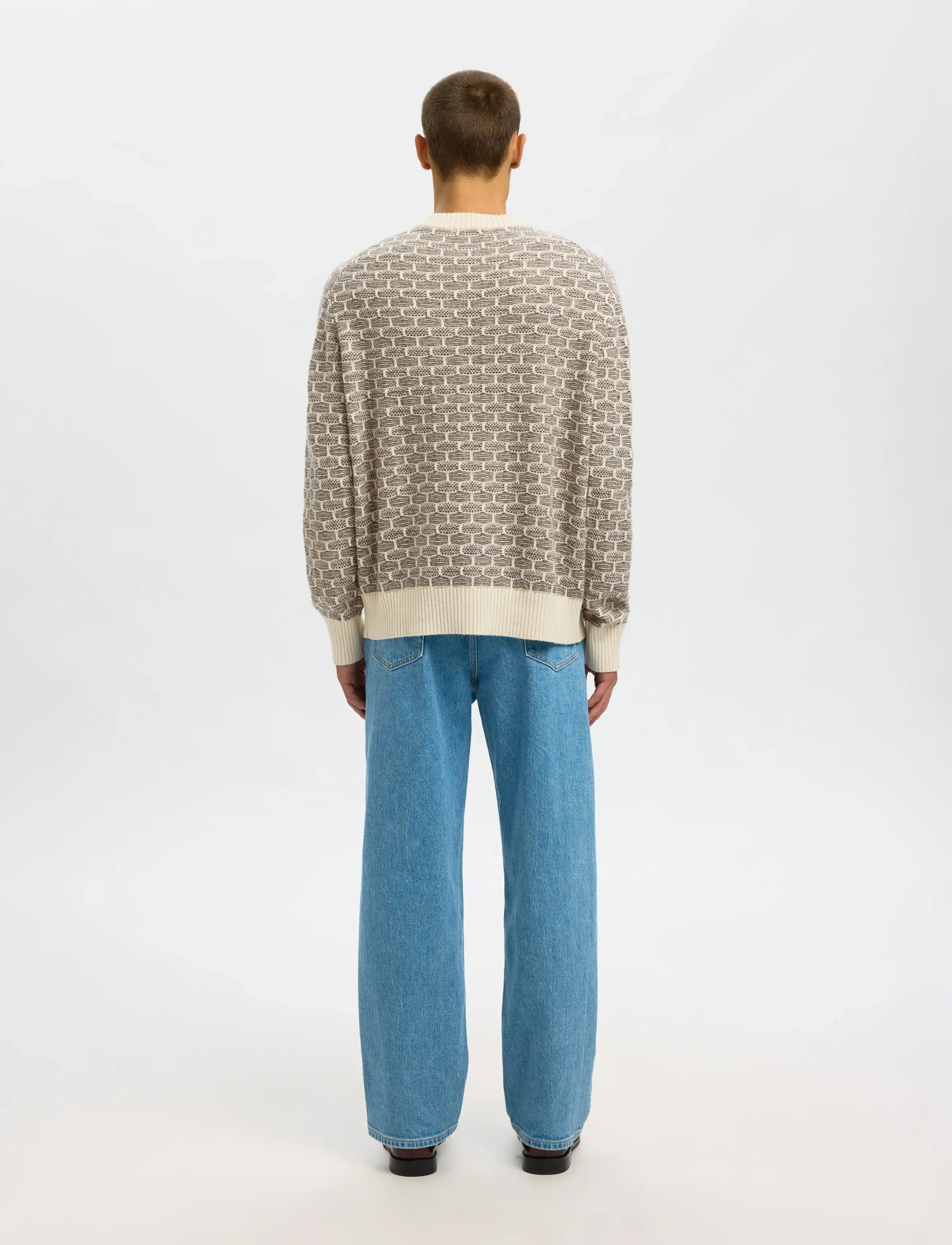 Selected - SLHKEITH LS KNIT RELAXED CREW NECK - adījumi ar apaļu kakla izgriezumu - egret - 2
