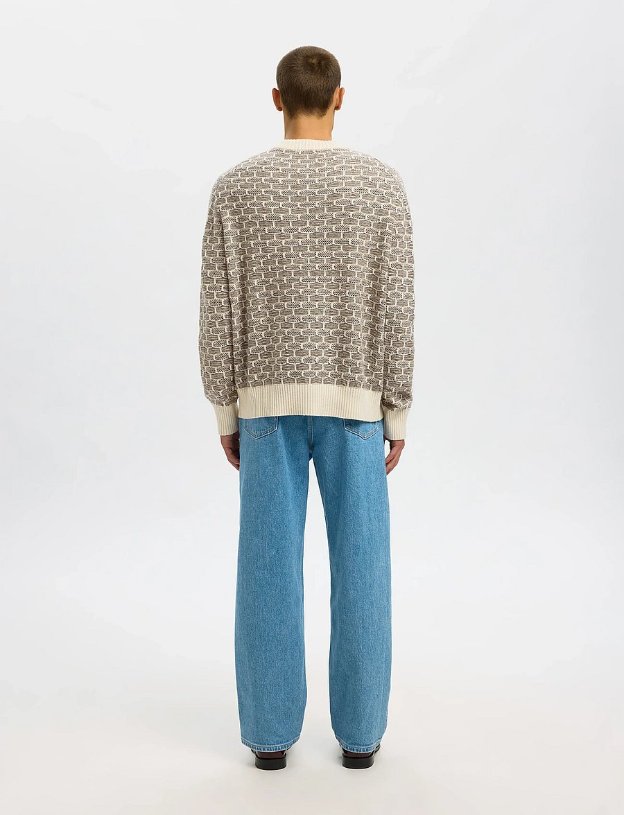 Selected - SLHKEITH LS KNIT RELAXED CREW NECK - adījumi ar apaļu kakla izgriezumu - egret - 2