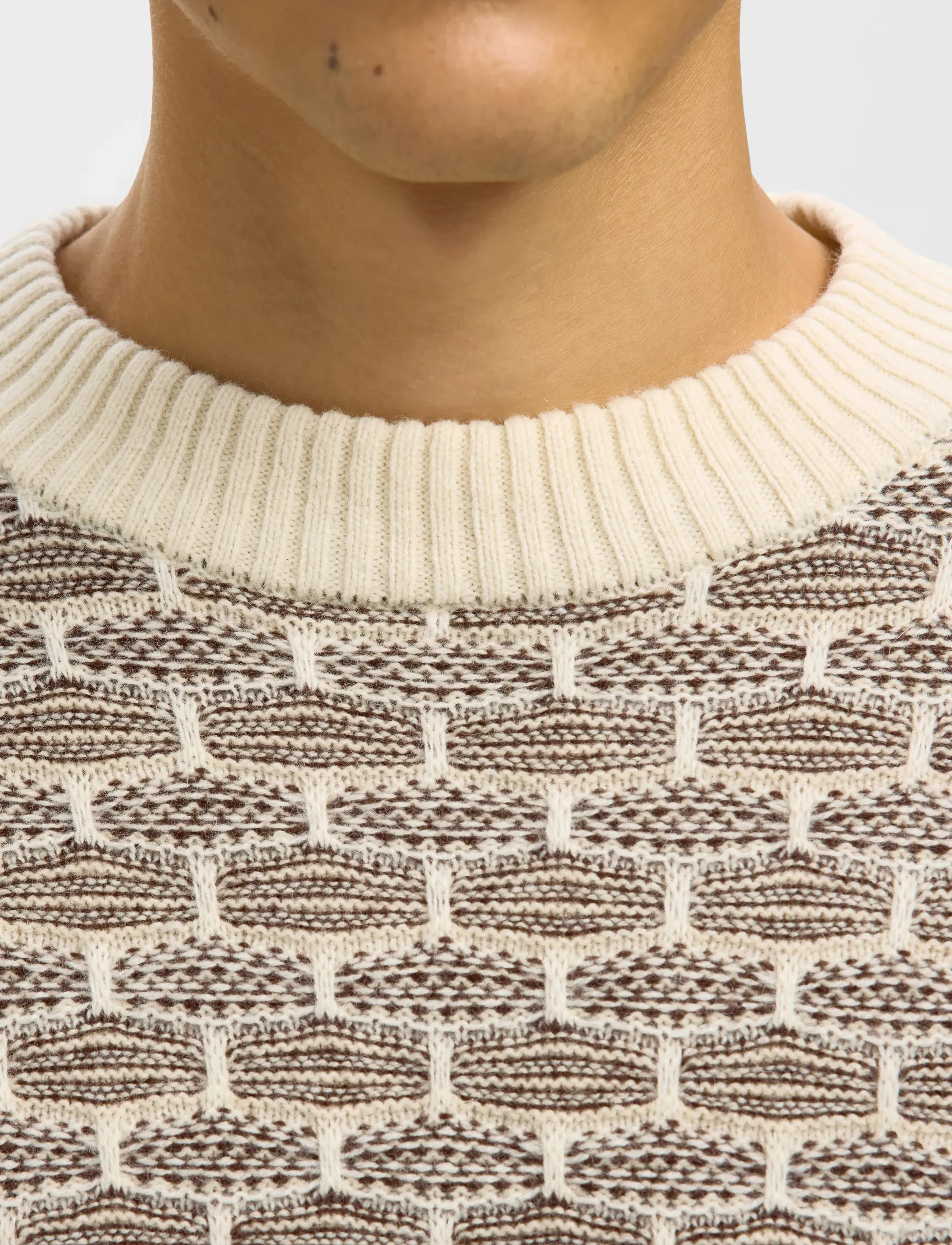 Selected - SLHKEITH LS KNIT RELAXED CREW NECK - adījumi ar apaļu kakla izgriezumu - egret - 3