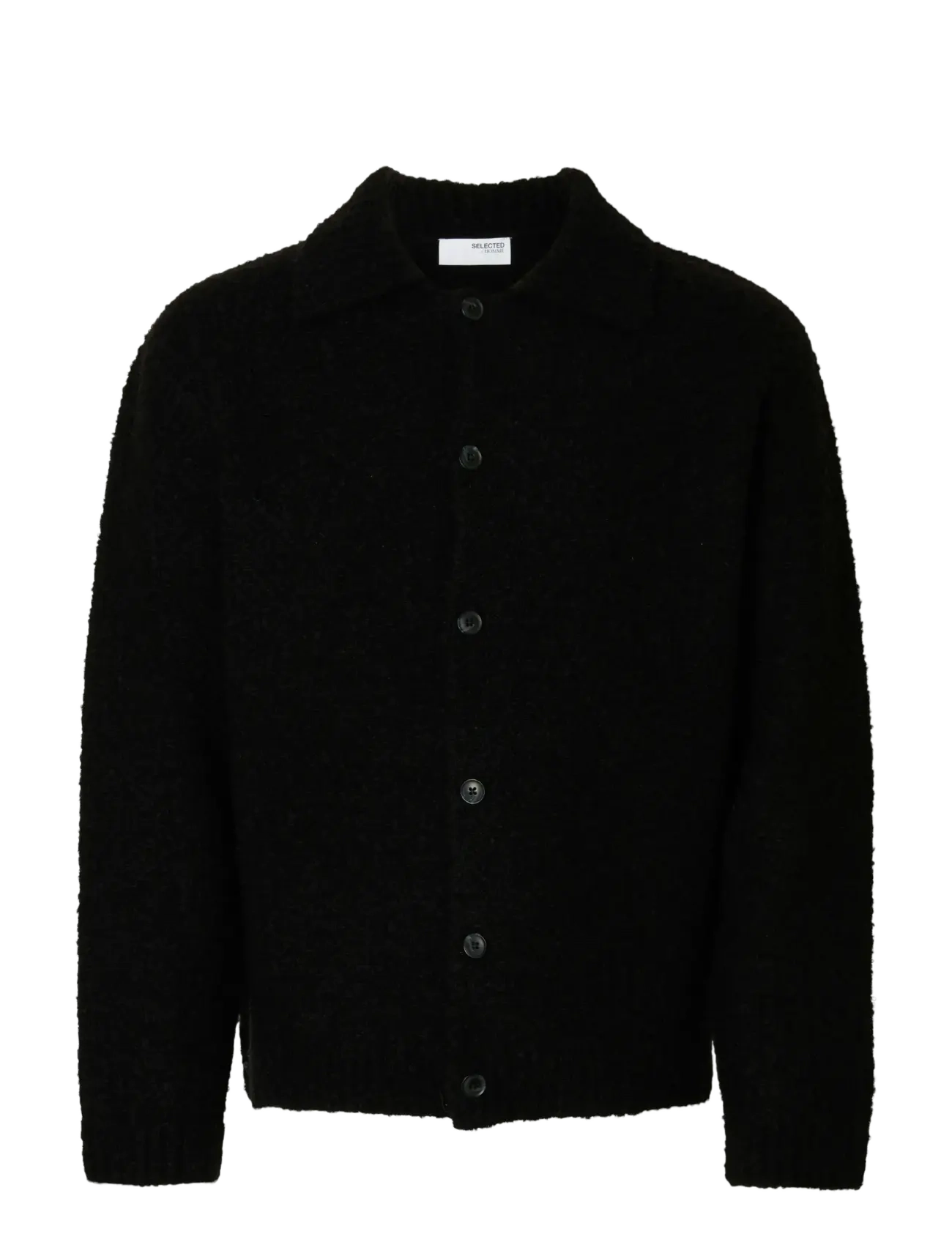 SELECTED Slhloyd Ls Knit Boucle Polo Cardigan Schwarz - S - Herren