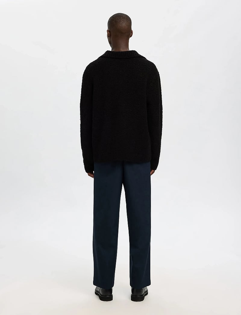 Selected - SLHLOYD LS KNIT BOUCLE POLO CARDIGAN - cardigans - black - 2