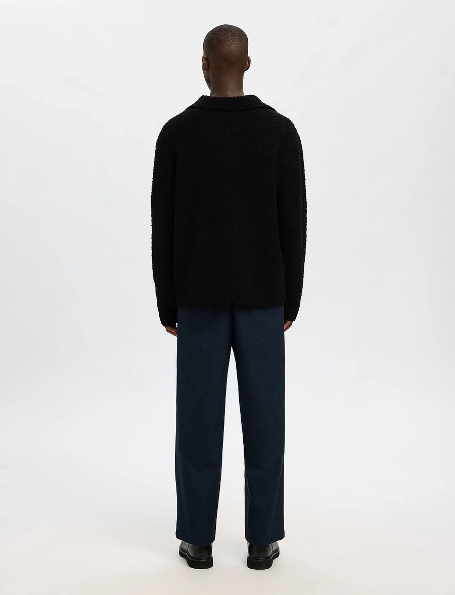 Selected - SLHLOYD LS KNIT BOUCLE POLO CARDIGAN - strickjacken - black - 2