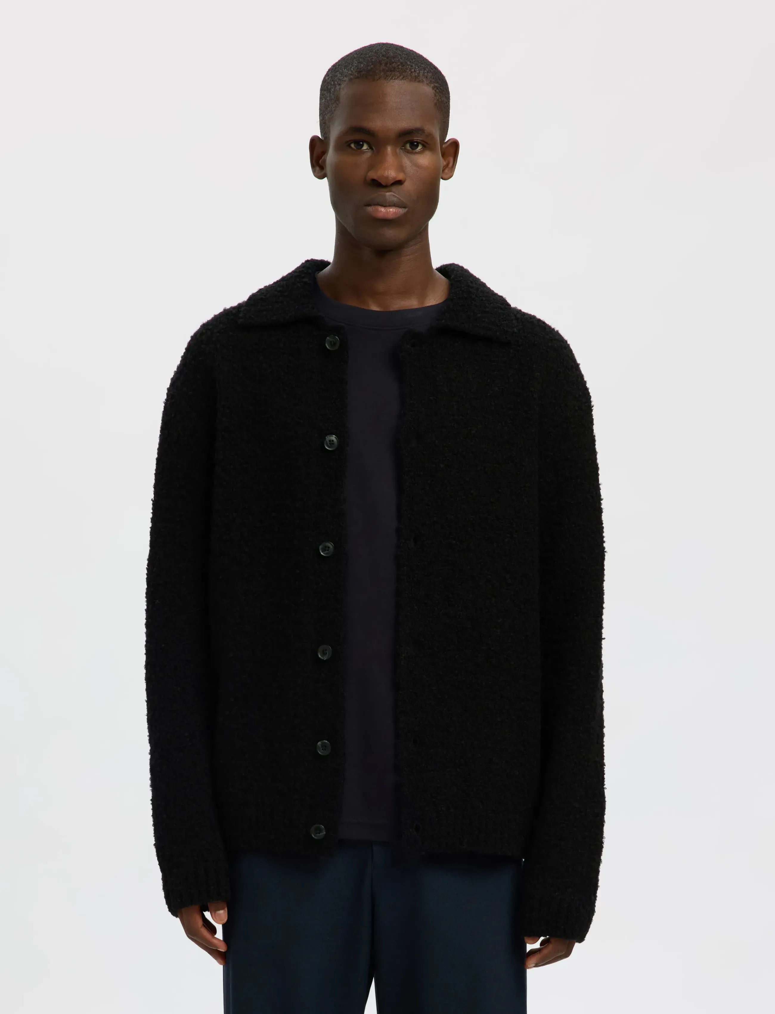 SELECTED Slhloyd Ls Knit Boucle Polo Cardigan herr – bild 3