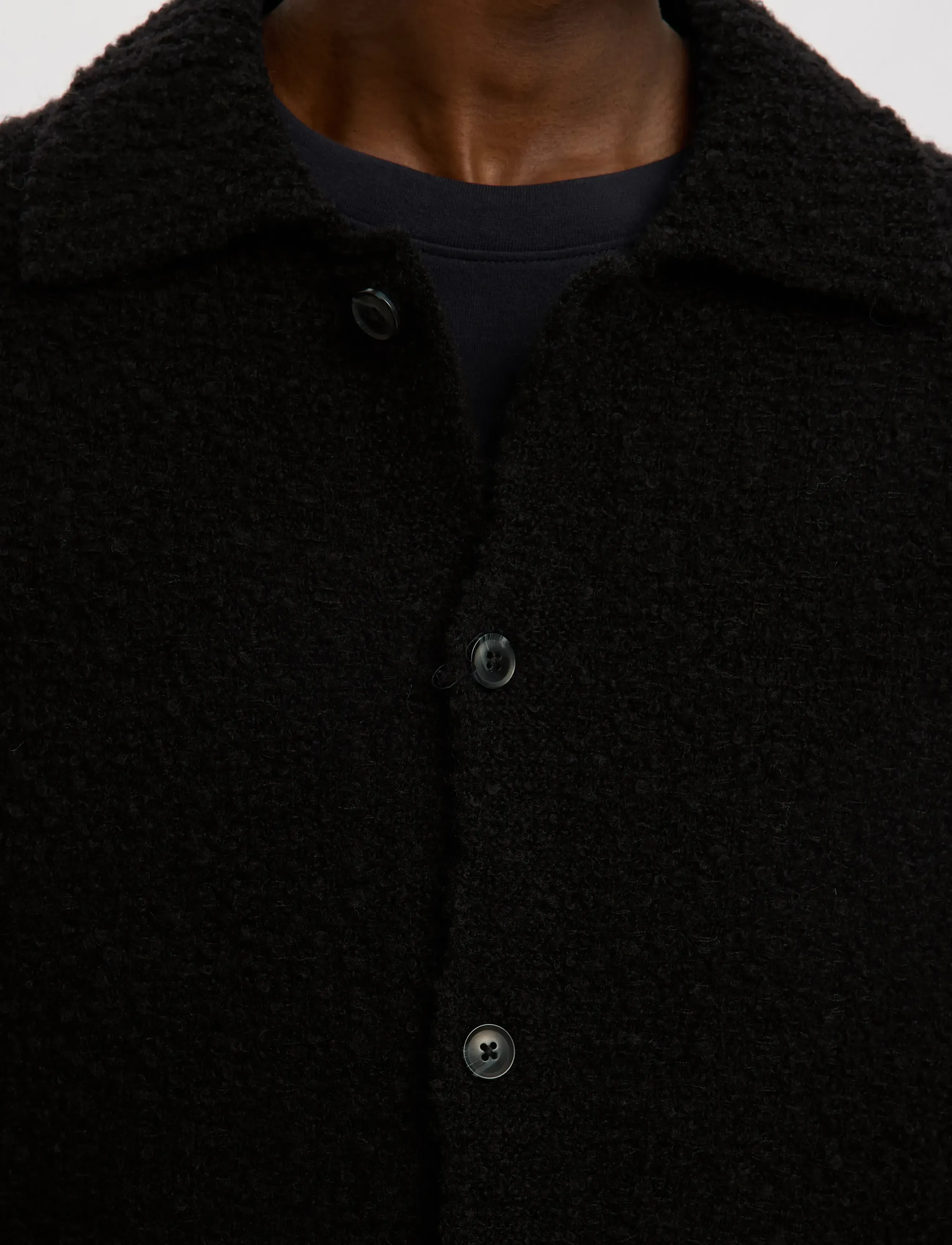 Selected - SLHLOYD LS KNIT BOUCLE POLO CARDIGAN - cardigans - black - 4