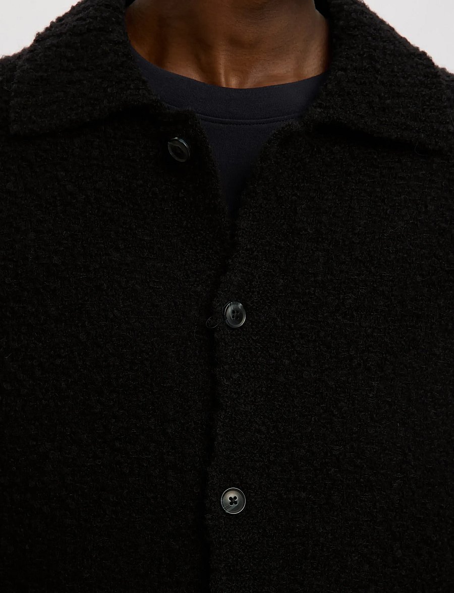 Selected - SLHLOYD LS KNIT BOUCLE POLO CARDIGAN - strickjacken - black - 4