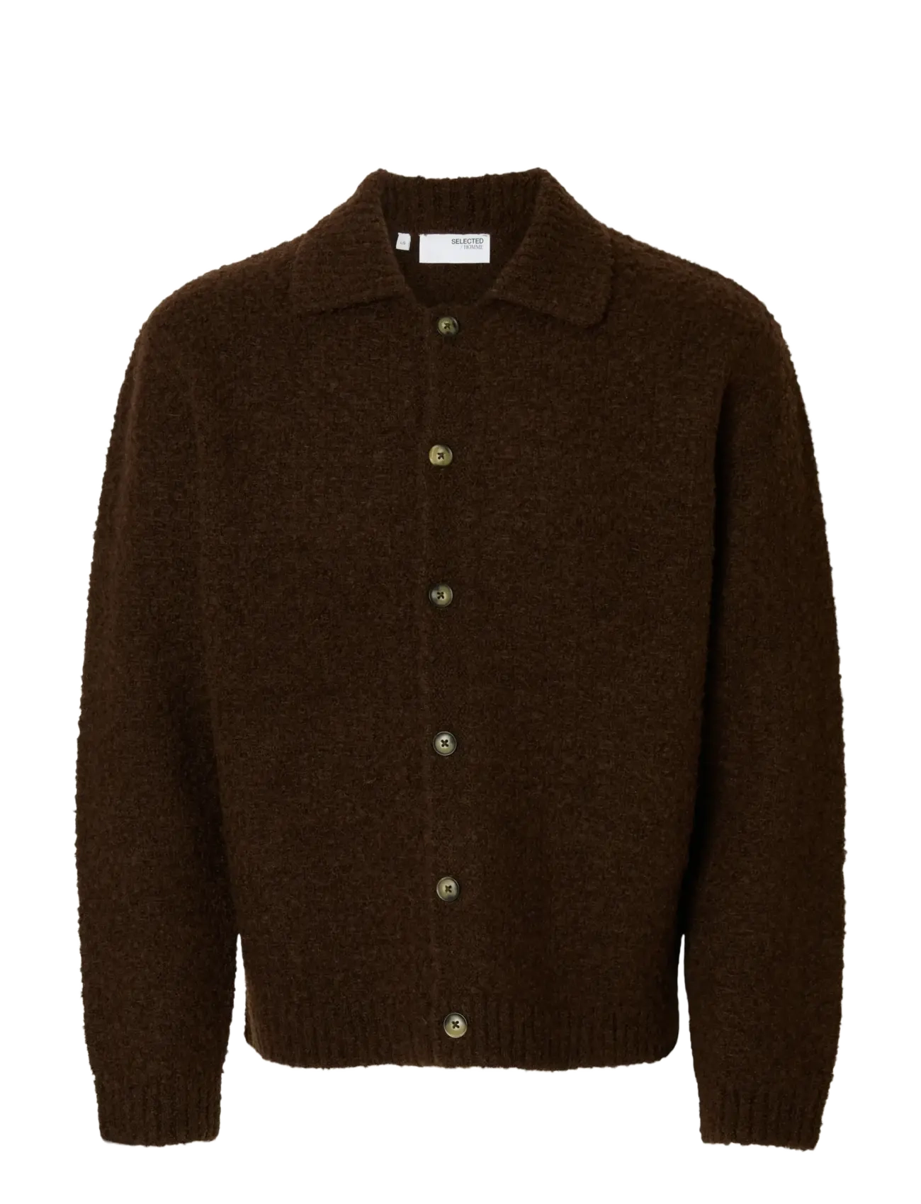 SELECTED Slhloyd Ls Knit Boucle Polo Cardigan Braun - XL - Herren