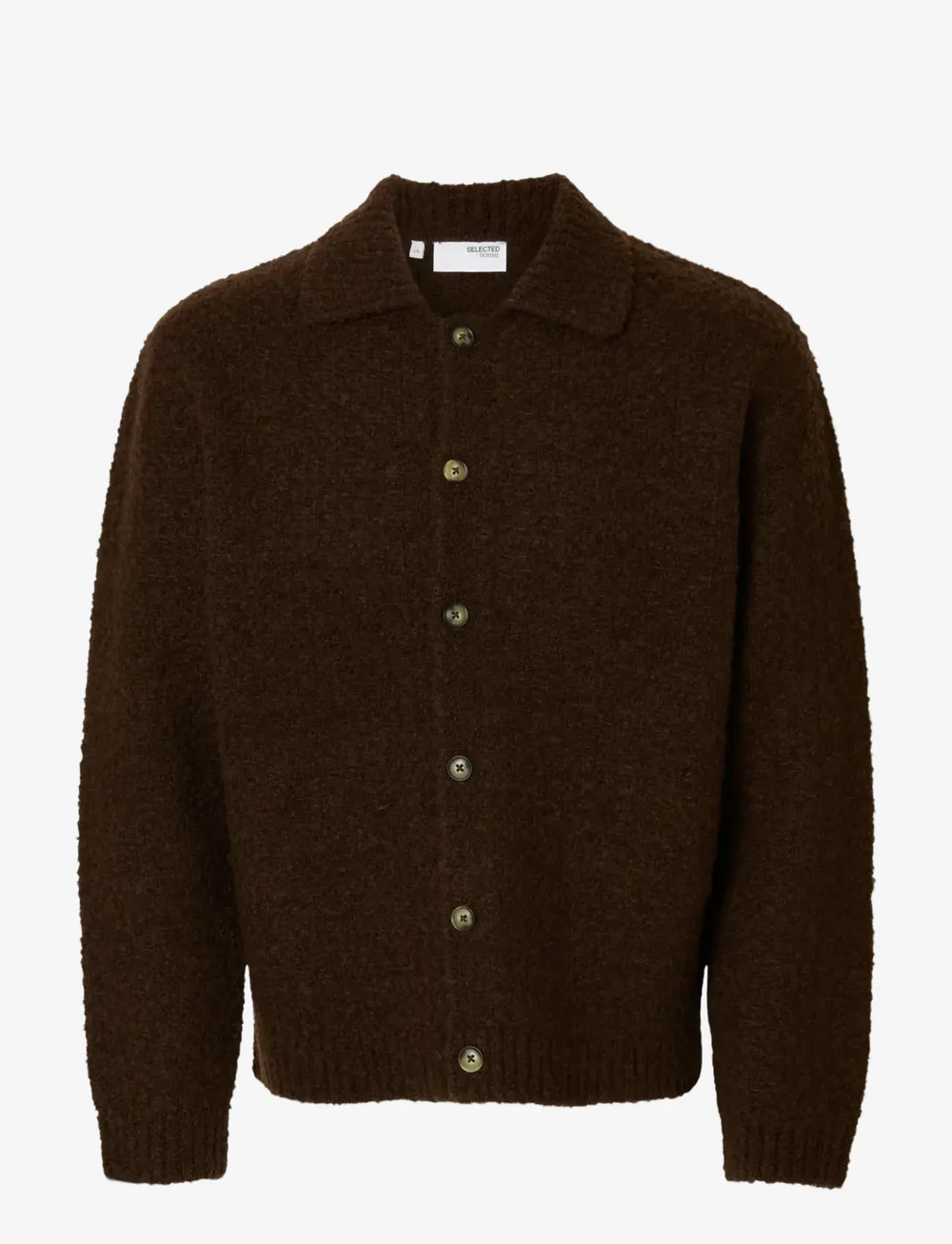 Selected - SLHLOYD LS KNIT BOUCLE POLO CARDIGAN - kardiganid - demitasse - 1