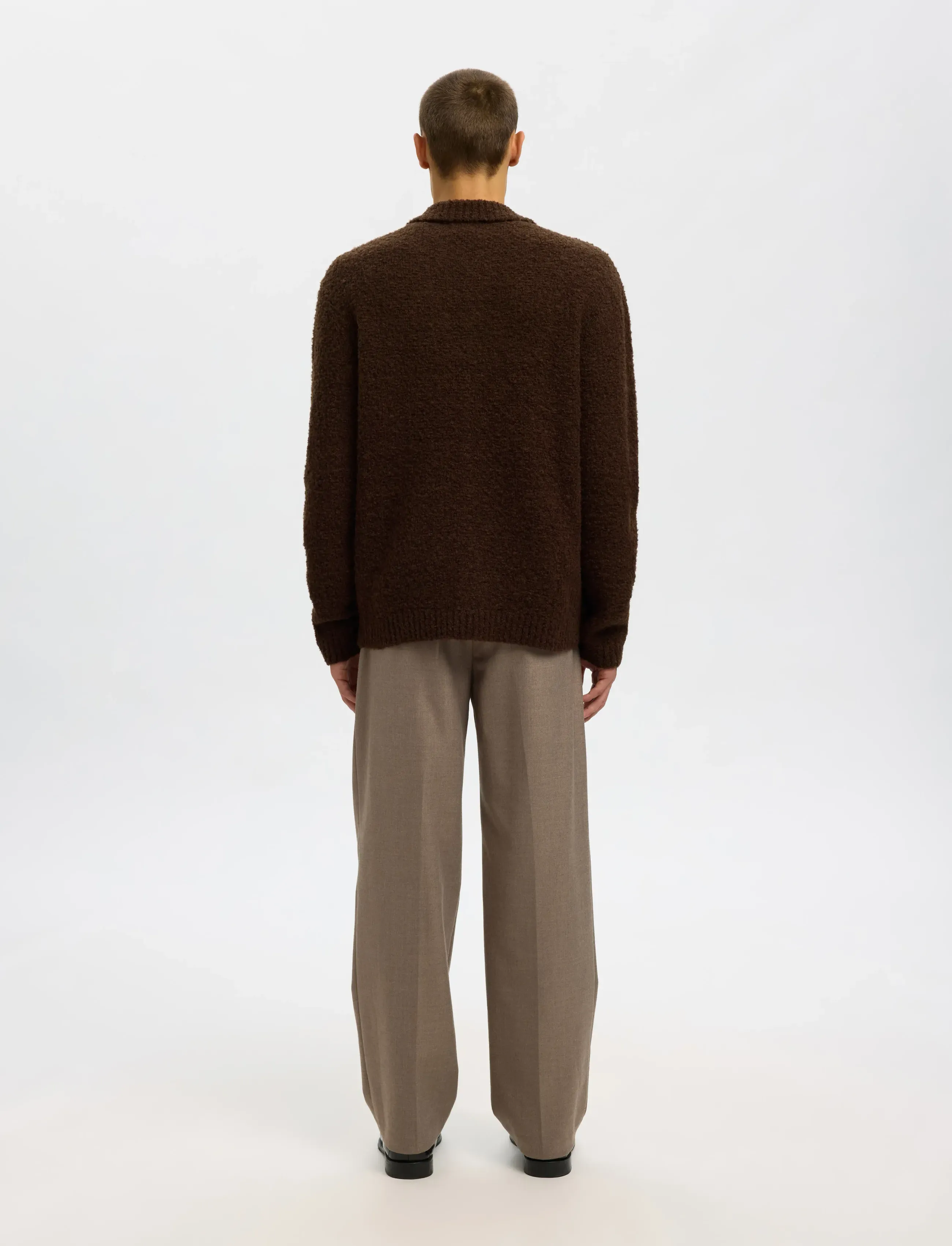 Selected - SLHLOYD LS KNIT BOUCLE POLO CARDIGAN - cardigans - demitasse - 2