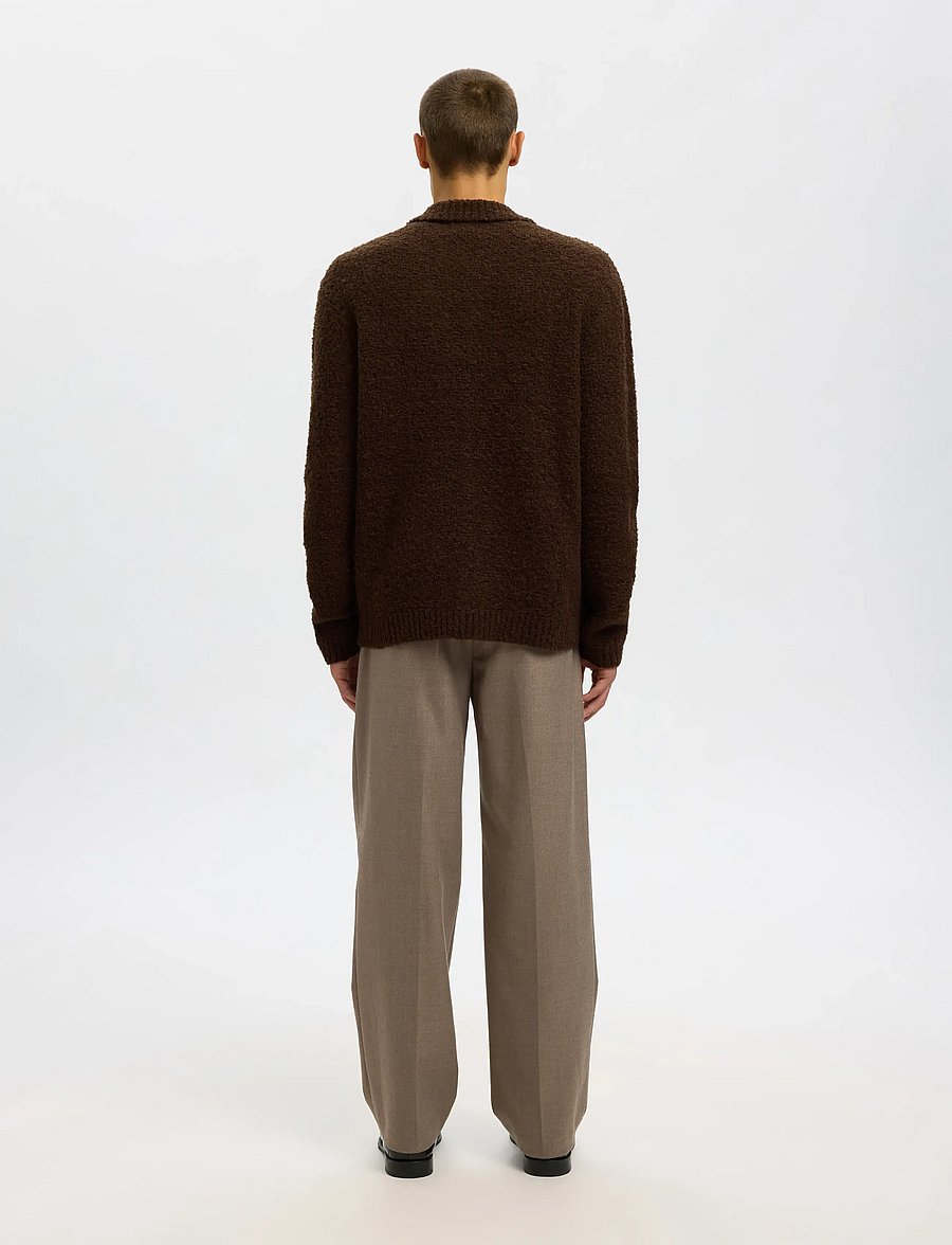 Selected - SLHLOYD LS KNIT BOUCLE POLO CARDIGAN - cardigans - demitasse - 2