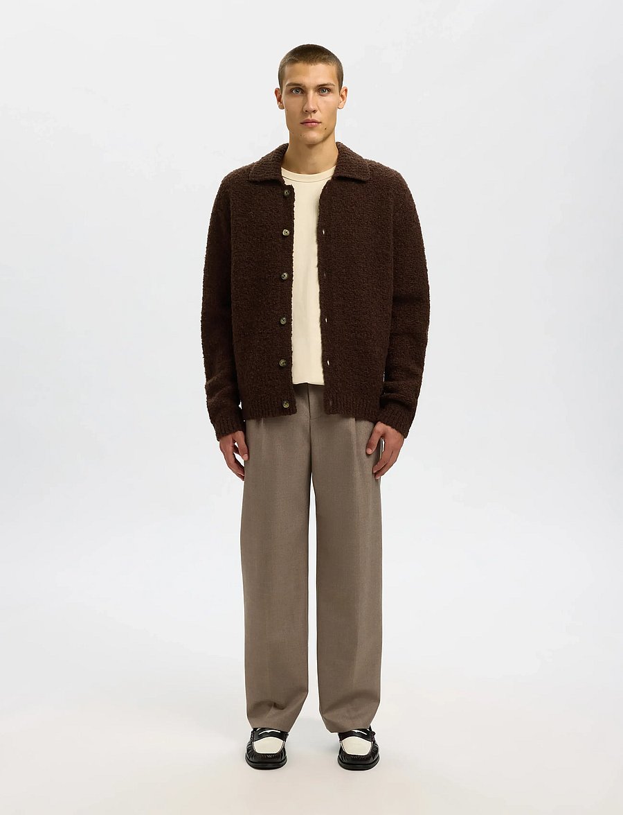 Selected - SLHLOYD LS KNIT BOUCLE POLO CARDIGAN - cardigans - demitasse - 3