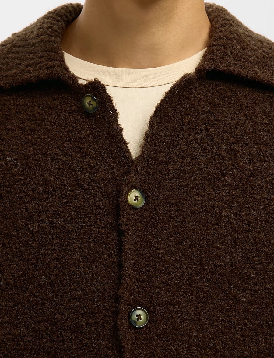 Selected - SLHLOYD LS KNIT BOUCLE POLO CARDIGAN - cardigans - demitasse - 4