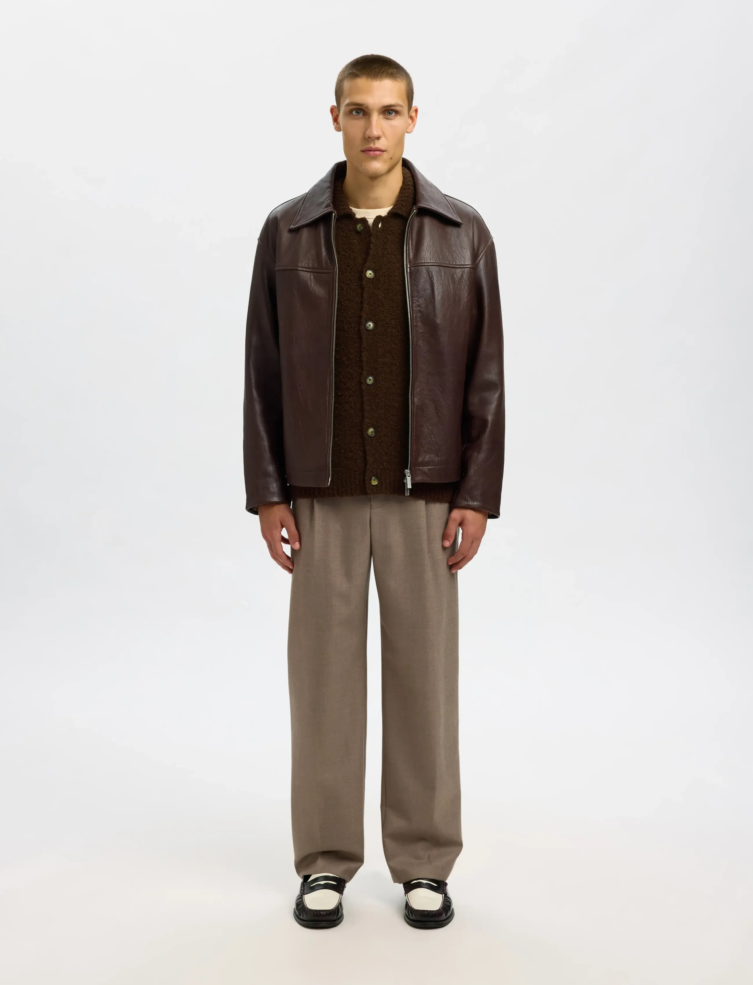 Selected - SLHLOYD LS KNIT BOUCLE POLO CARDIGAN - cardigans - demitasse - 5
