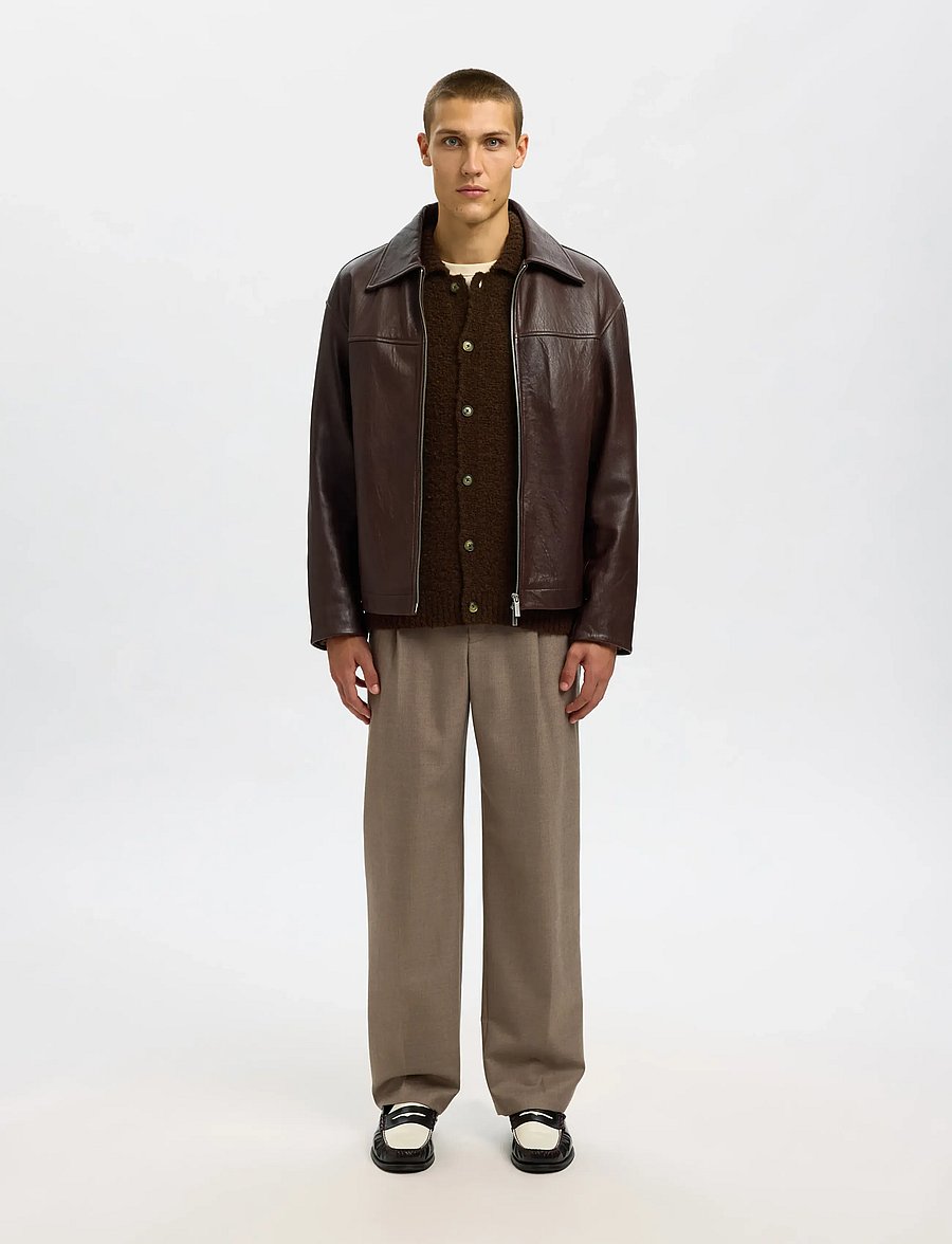 Selected - SLHLOYD LS KNIT BOUCLE POLO CARDIGAN - cardigans - demitasse - 5