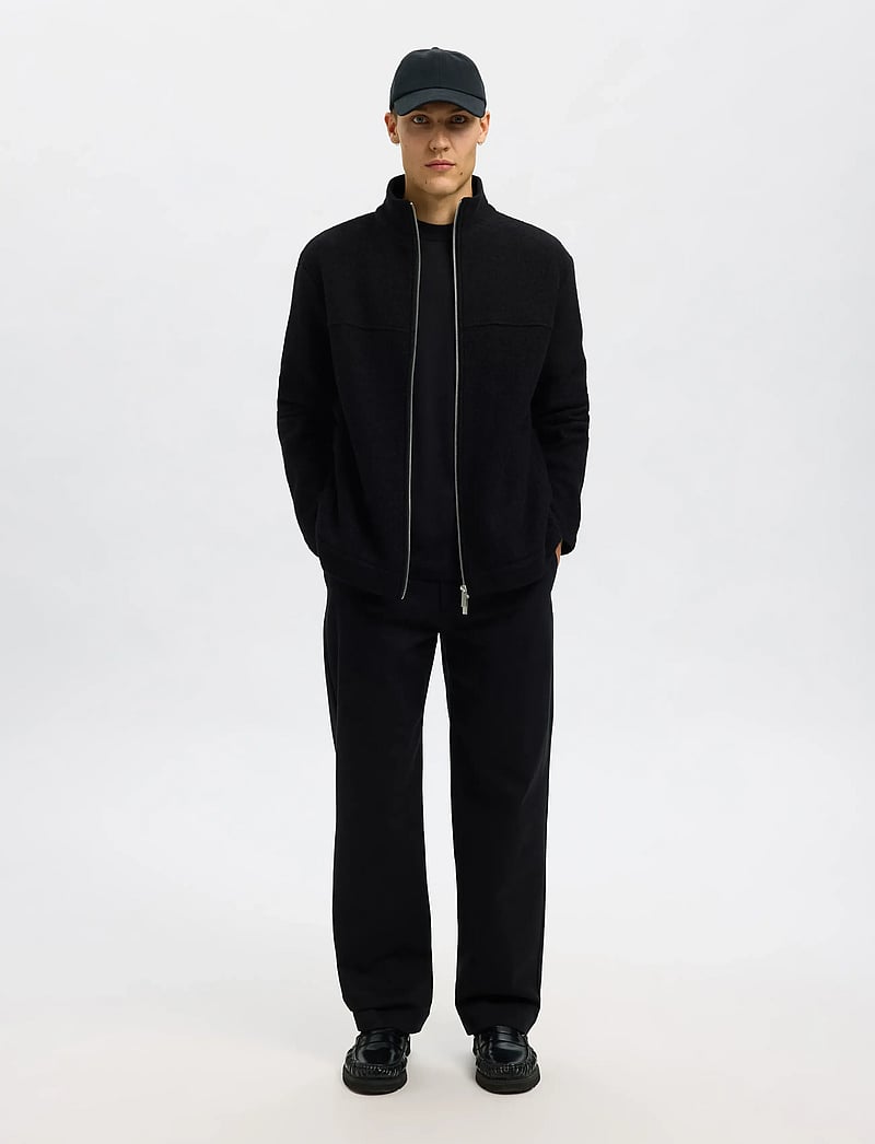 Selected - SLHNEALY LS KNIT FULL ZIP CARDIGAN - fullzip strik - black - 4