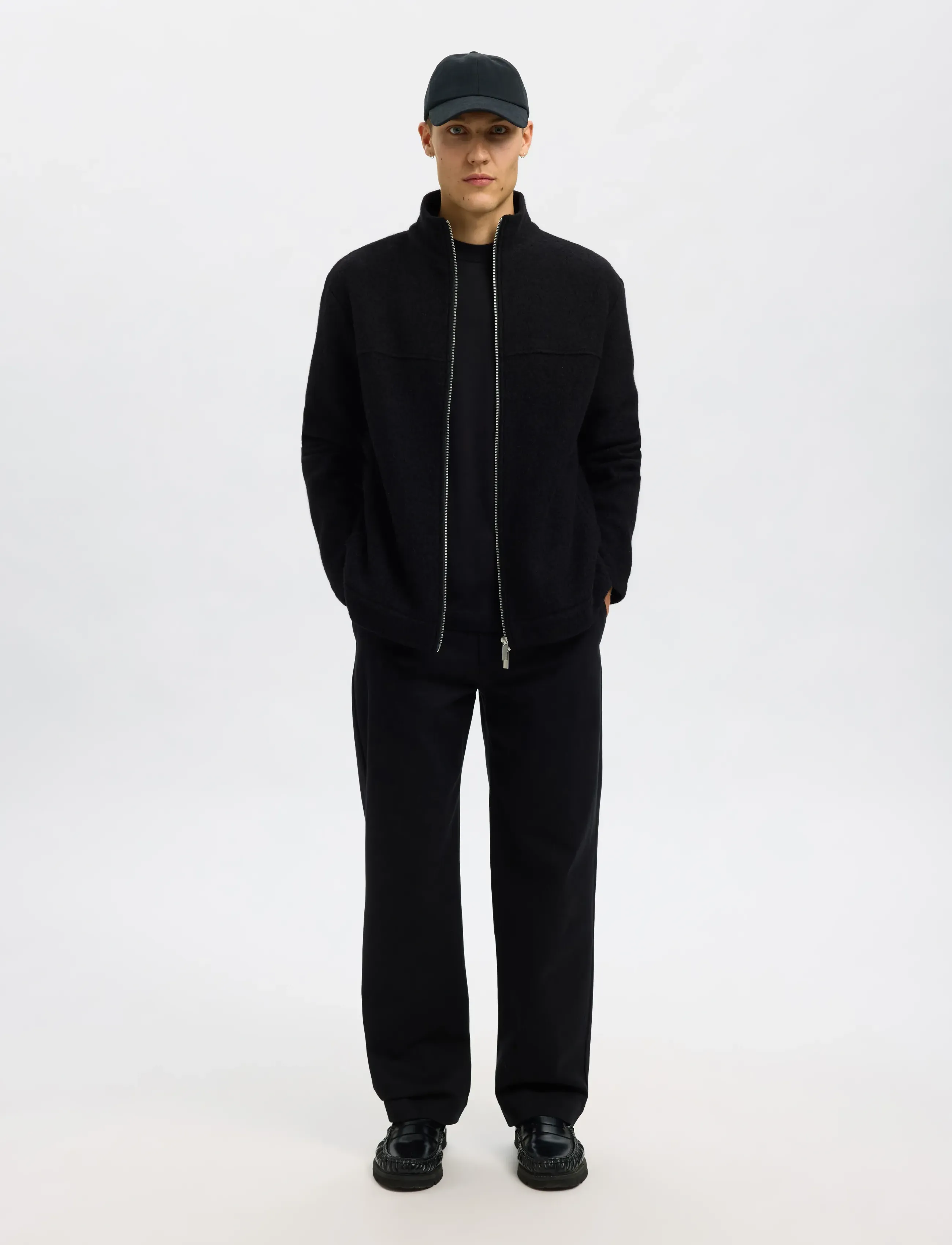 Selected - SLHNEALY LS KNIT FULL ZIP CARDIGAN - pulls zippés - black - 4